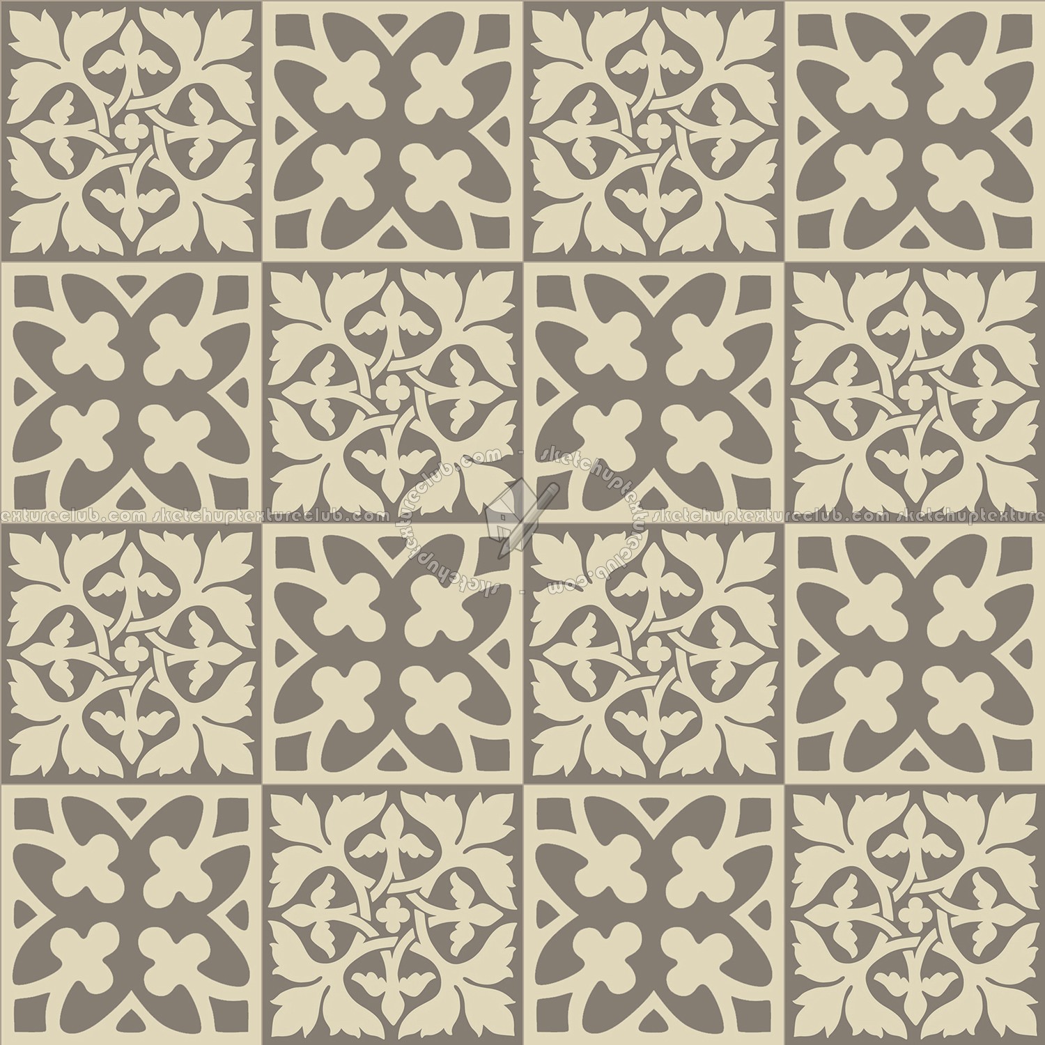 Textures - ARCHITECTURE - TILES INTERIOR - Cement - Encaustic - Victorian - Victorian cement floor tile texture seamless 13768 (seamless)