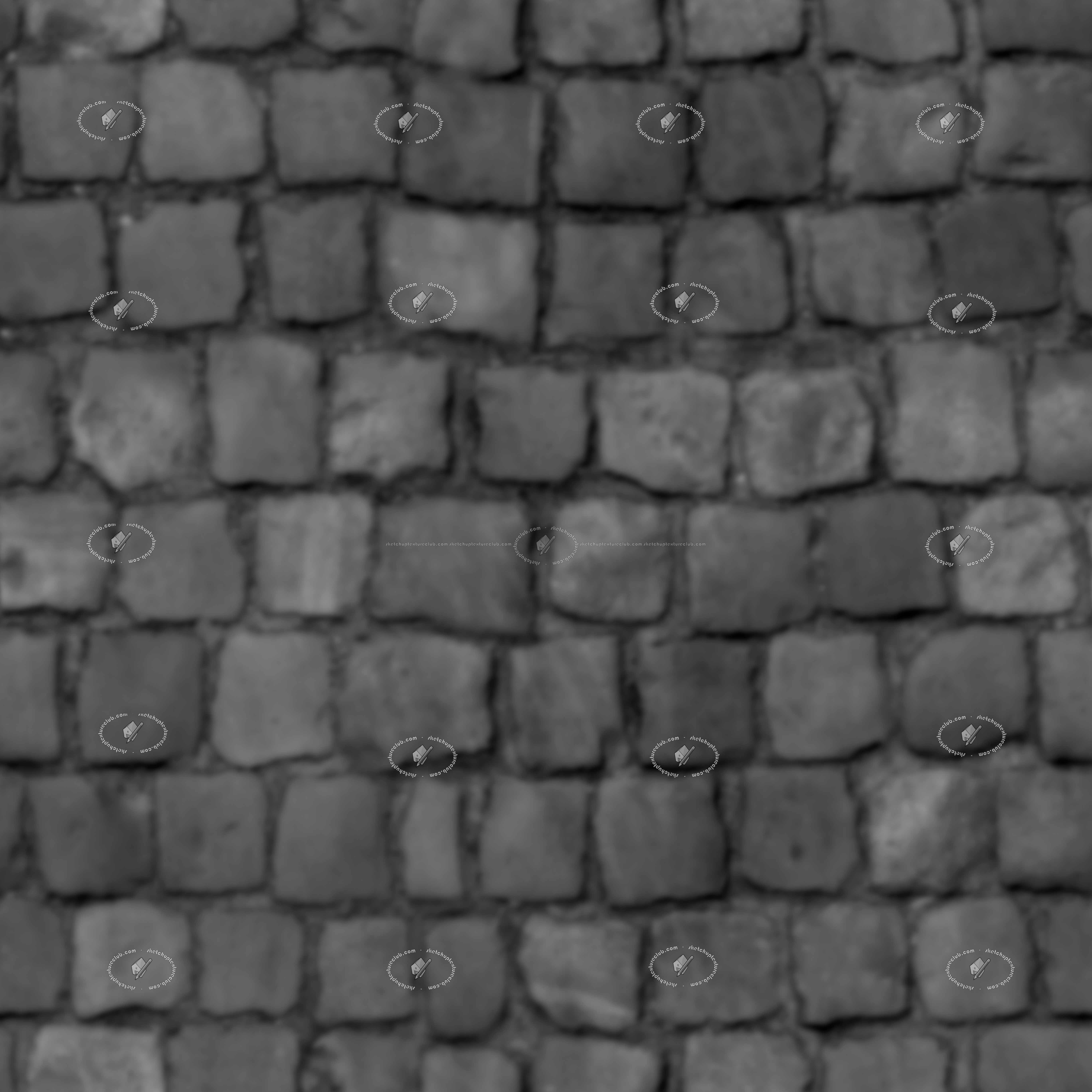 Textures   -   ARCHITECTURE   -   ROADS   -   Paving streets   -   Cobblestone  - Street paving cobblestone texture seamless 21262 - Displacement