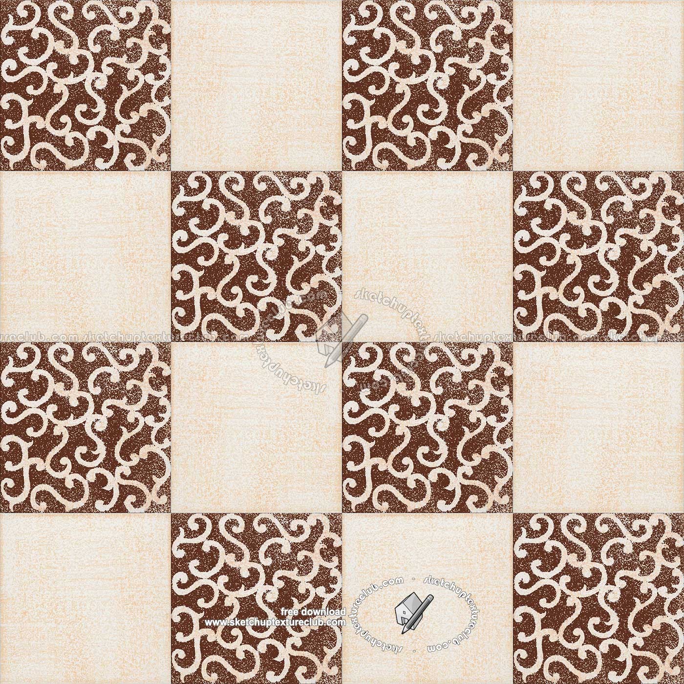 Textures - ARCHITECTURE - TILES INTERIOR - Ornate tiles - Mixed patterns - Ornate ceramic tile texture seamless 20378 (seamless)