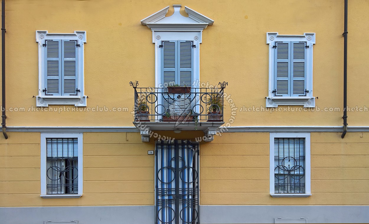 Textures   -   ARCHITECTURE   -   BUILDINGS   -   Windows   -   mixed windows  - Old residential window with balcony texture 18447