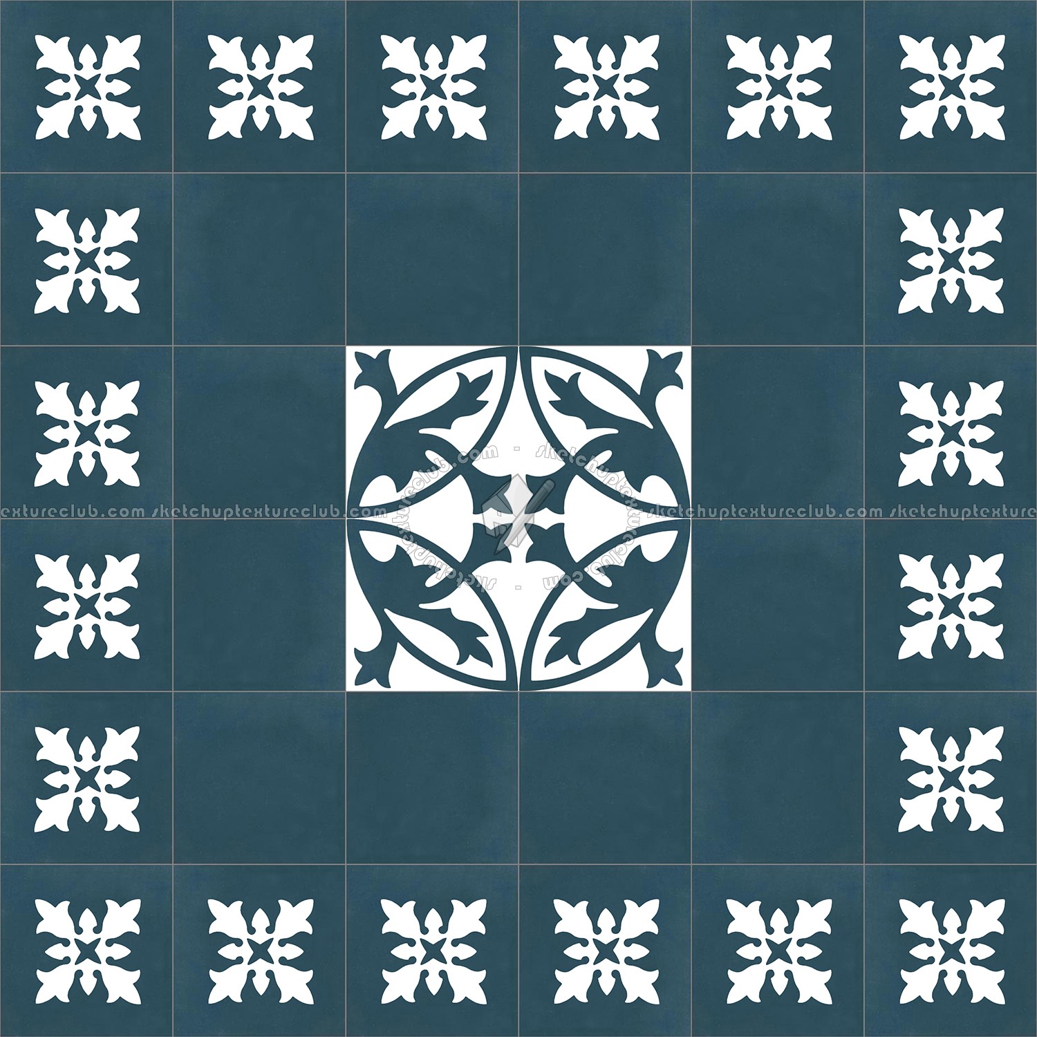 Textures - ARCHITECTURE - TILES INTERIOR - Cement - Encaustic - Encaustic - Traditional encaustic cement ornate tile texture seamless 13577 (seamless)