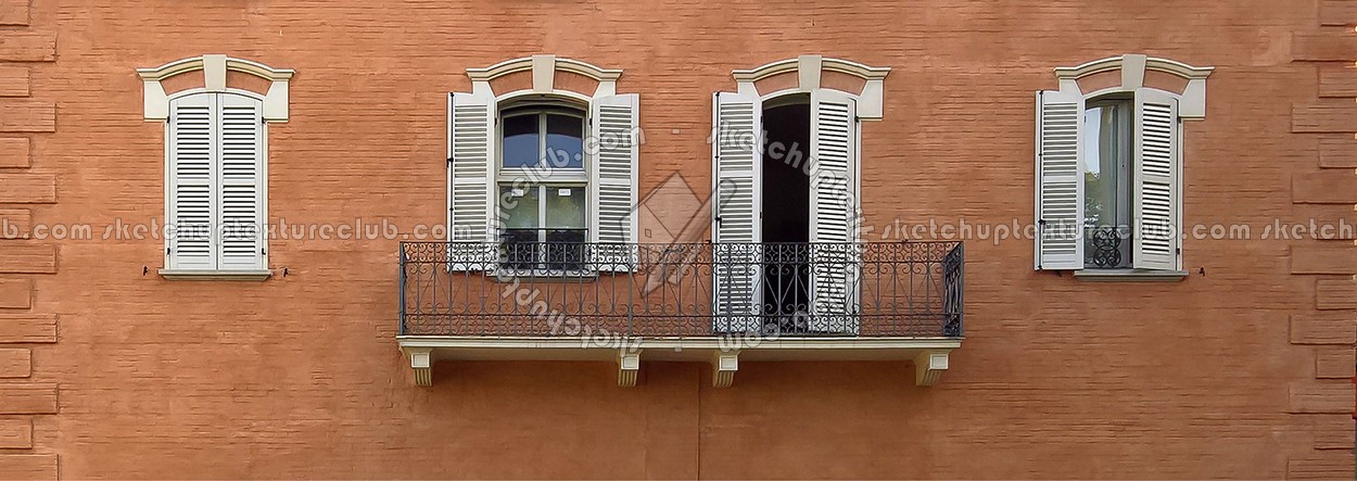 Textures   -   ARCHITECTURE   -   BUILDINGS   -   Windows   -   mixed windows  - Old residential window with balcony texture 18459