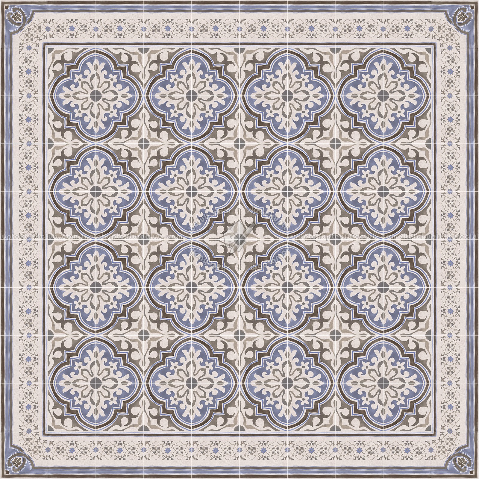 Textures   -   ARCHITECTURE   -   TILES INTERIOR   -   Cement - Encaustic   -   Encaustic  - Traditional encaustic cement ornate tile texture seamless 13583 (seamless)