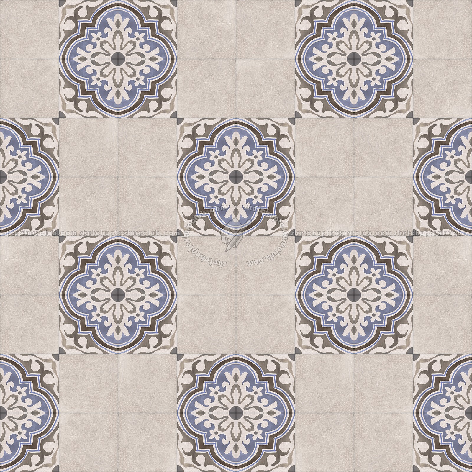 Textures - ARCHITECTURE - TILES INTERIOR - Cement - Encaustic - Encaustic - Traditional encaustic cement ornate tile texture seamless 13584 (seamless)