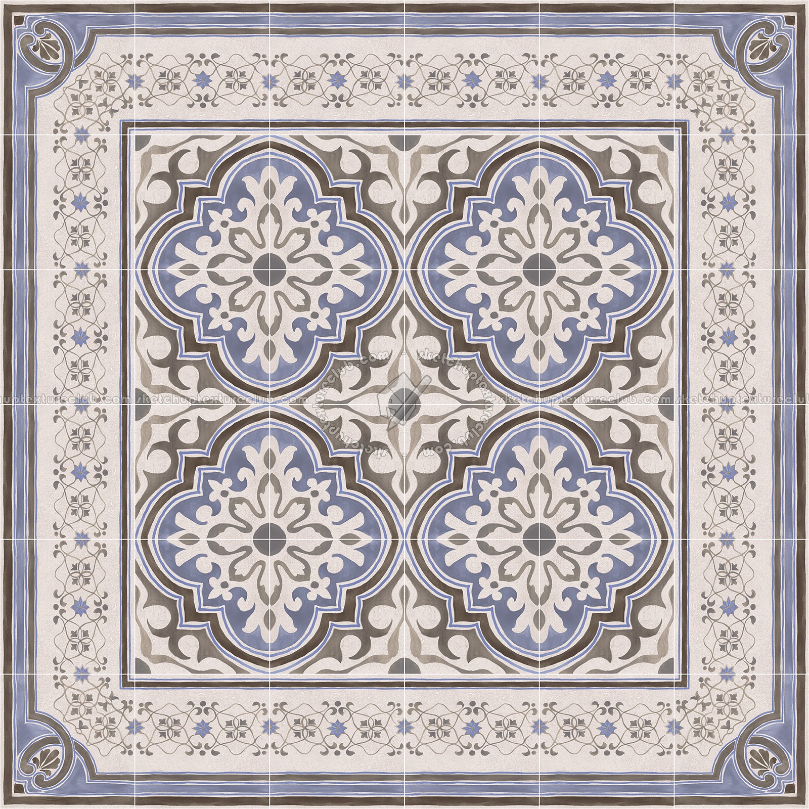 Textures   -   ARCHITECTURE   -   TILES INTERIOR   -   Cement - Encaustic   -   Encaustic  - Traditional encaustic cement ornate tile texture seamless 13586 (seamless)