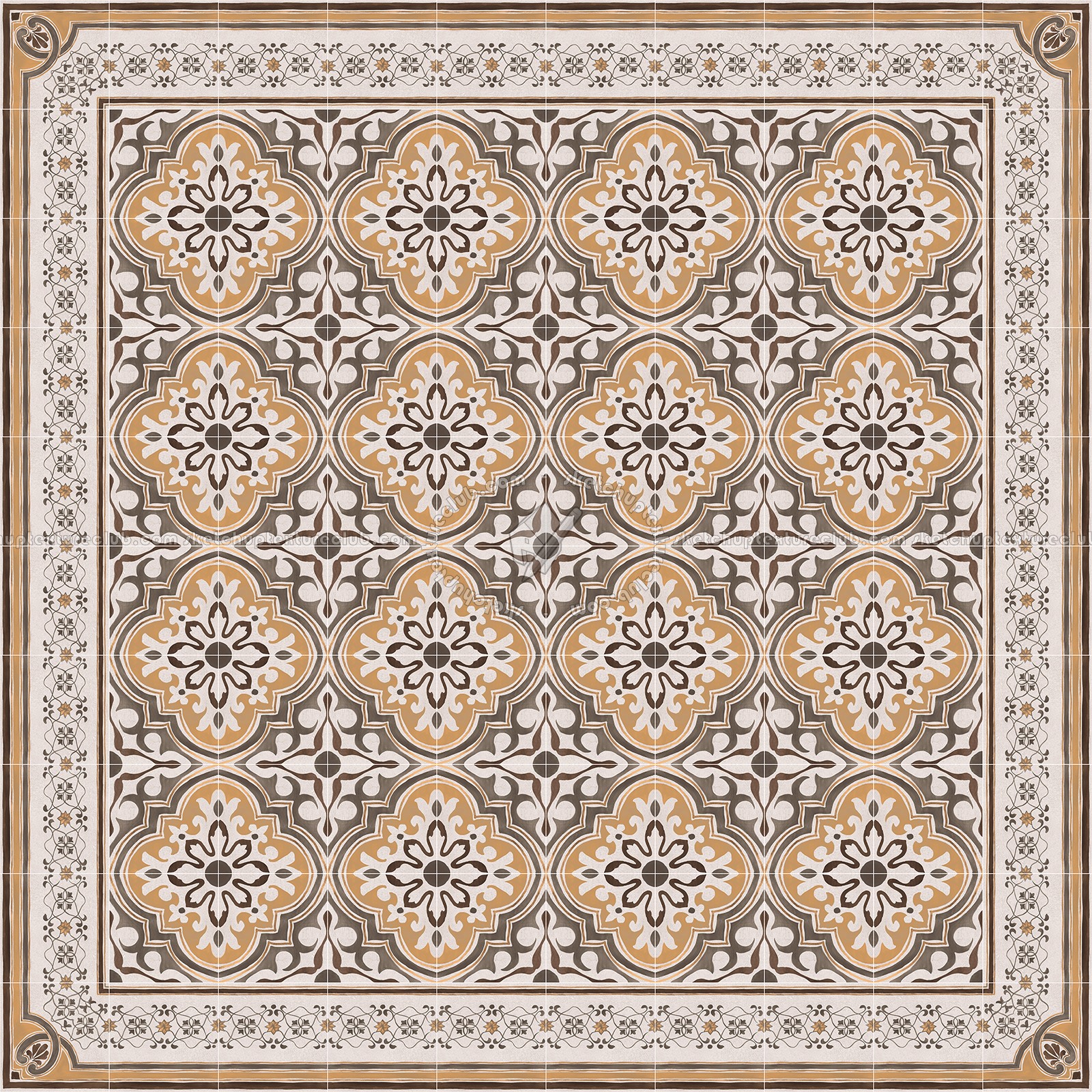Textures   -   ARCHITECTURE   -   TILES INTERIOR   -   Cement - Encaustic   -   Encaustic  - Traditional encaustic cement ornate tile texture seamless 13588 (seamless)