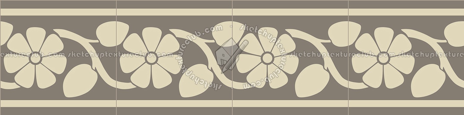 Textures   -   ARCHITECTURE   -   TILES INTERIOR   -   Cement - Encaustic   -   Victorian  - Border tiles victorian cement floor texture seamless 13809 (seamless)