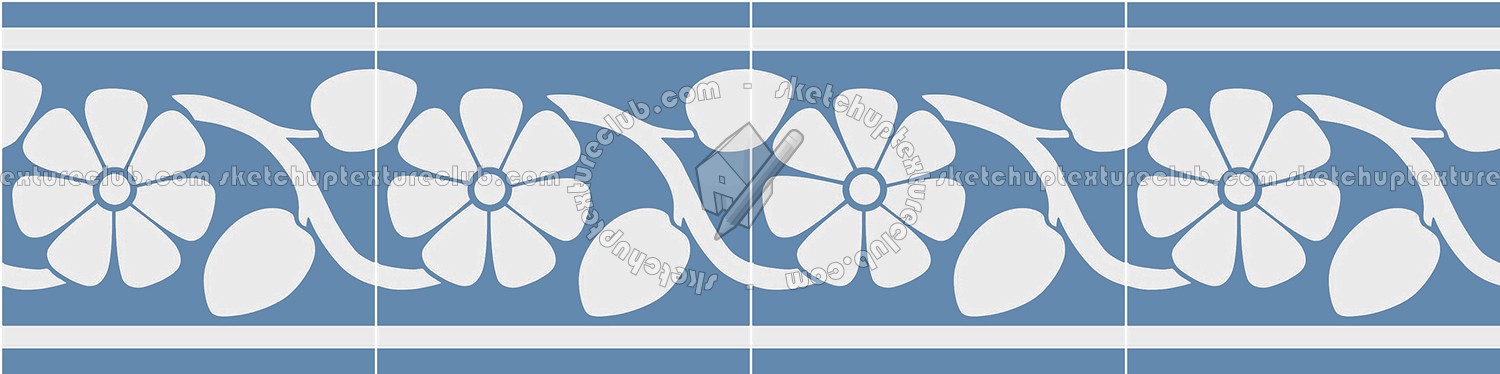 Textures - ARCHITECTURE - TILES INTERIOR - Cement - Encaustic - Victorian - Border tiles victorian cement floor texture seamless 13811 (seamless)