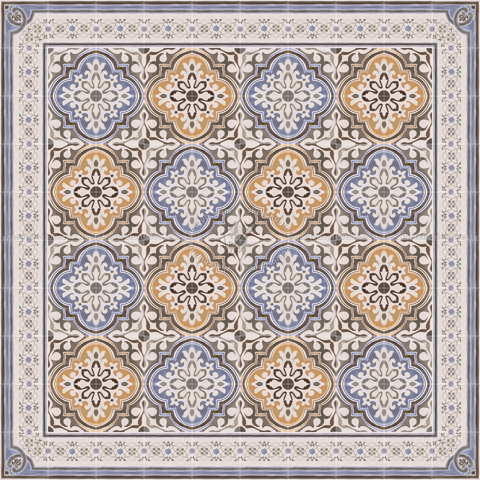 Textures   -   ARCHITECTURE   -   TILES INTERIOR   -   Cement - Encaustic   -   Encaustic  - Traditional encaustic cement ornate tile texture seamless 13599 (seamless)