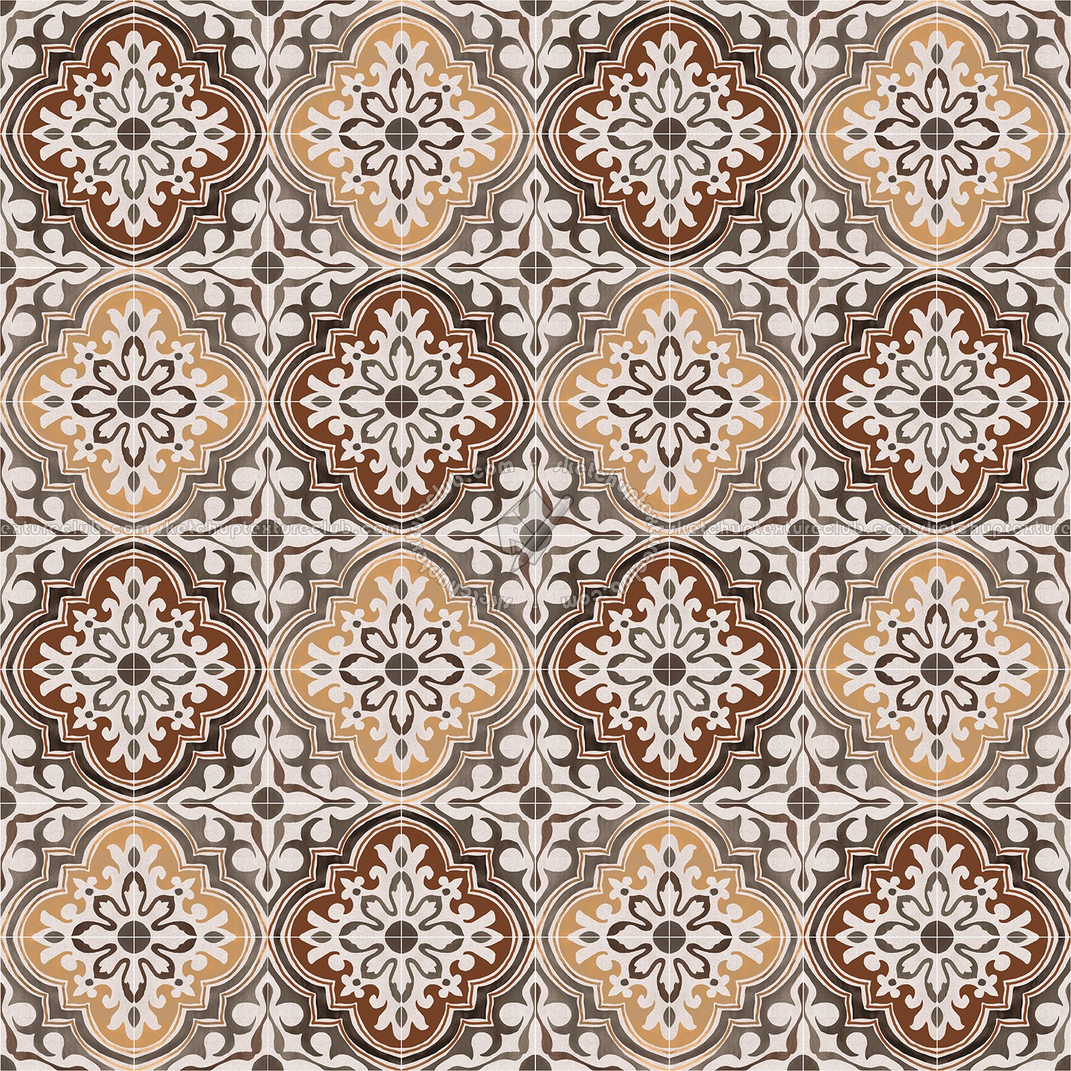 Textures   -   ARCHITECTURE   -   TILES INTERIOR   -   Cement - Encaustic   -   Encaustic  - Traditional encaustic cement ornate tile texture seamless 13601 (seamless)