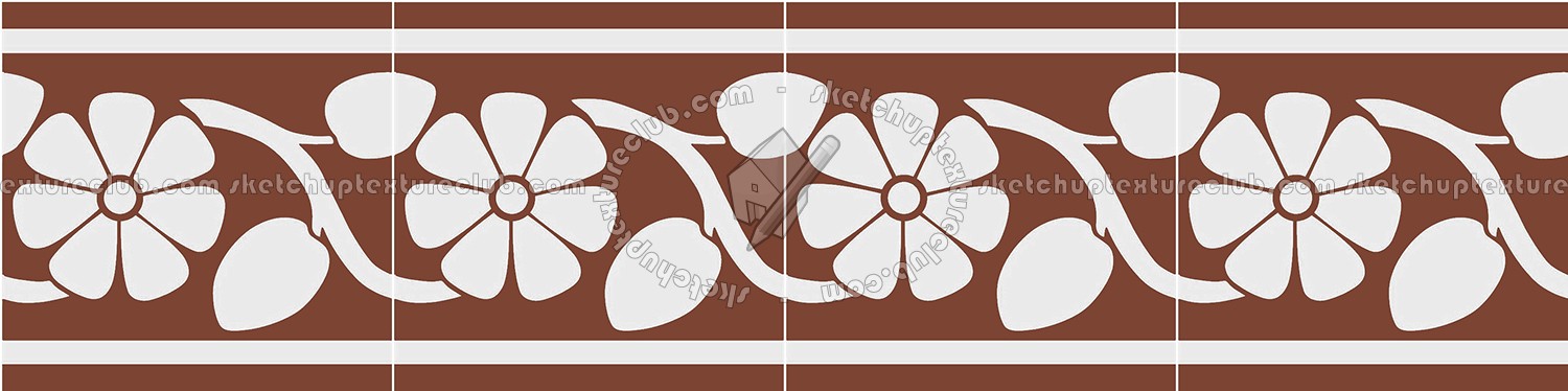 Textures   -   ARCHITECTURE   -   TILES INTERIOR   -   Cement - Encaustic   -   Victorian  - Border tiles victorian cement floor texture seamless 13821 (seamless)