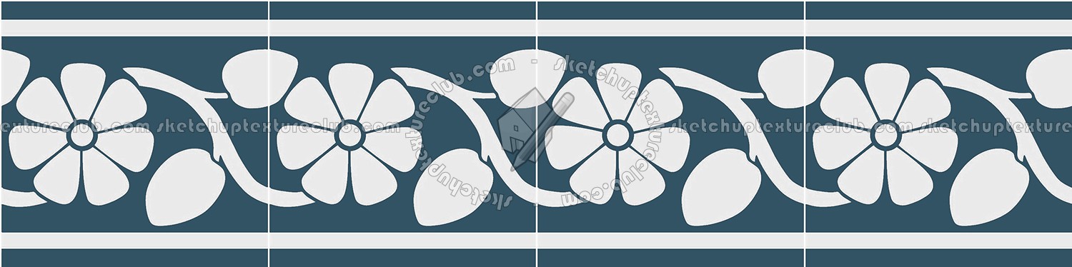 Textures   -   ARCHITECTURE   -   TILES INTERIOR   -   Cement - Encaustic   -   Victorian  - Border tiles victorian cement floor texture seamless 13823 (seamless)