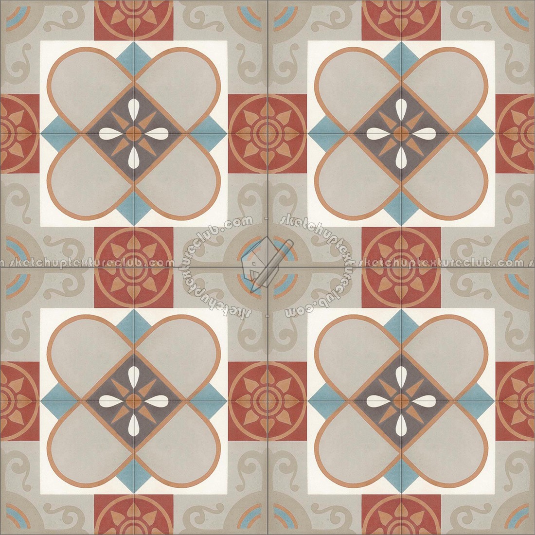 Textures   -   ARCHITECTURE   -   TILES INTERIOR   -   Cement - Encaustic   -   Victorian  - Victorian cement floor tile texture seamless 13835 (seamless)