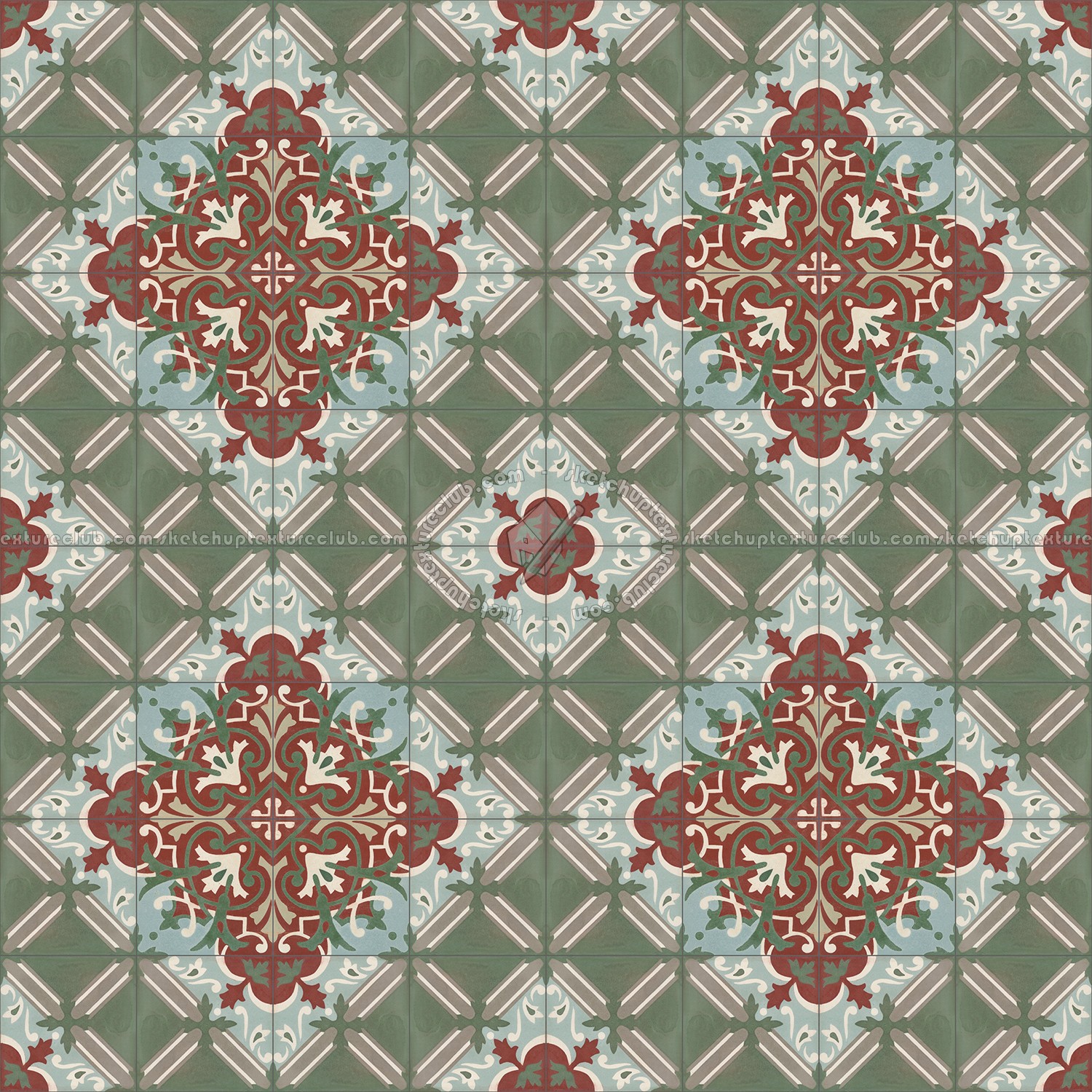 Textures   -   ARCHITECTURE   -   TILES INTERIOR   -   Cement - Encaustic   -   Encaustic  - Traditional encaustic cement ornate tile texture seamless 13619 (seamless)