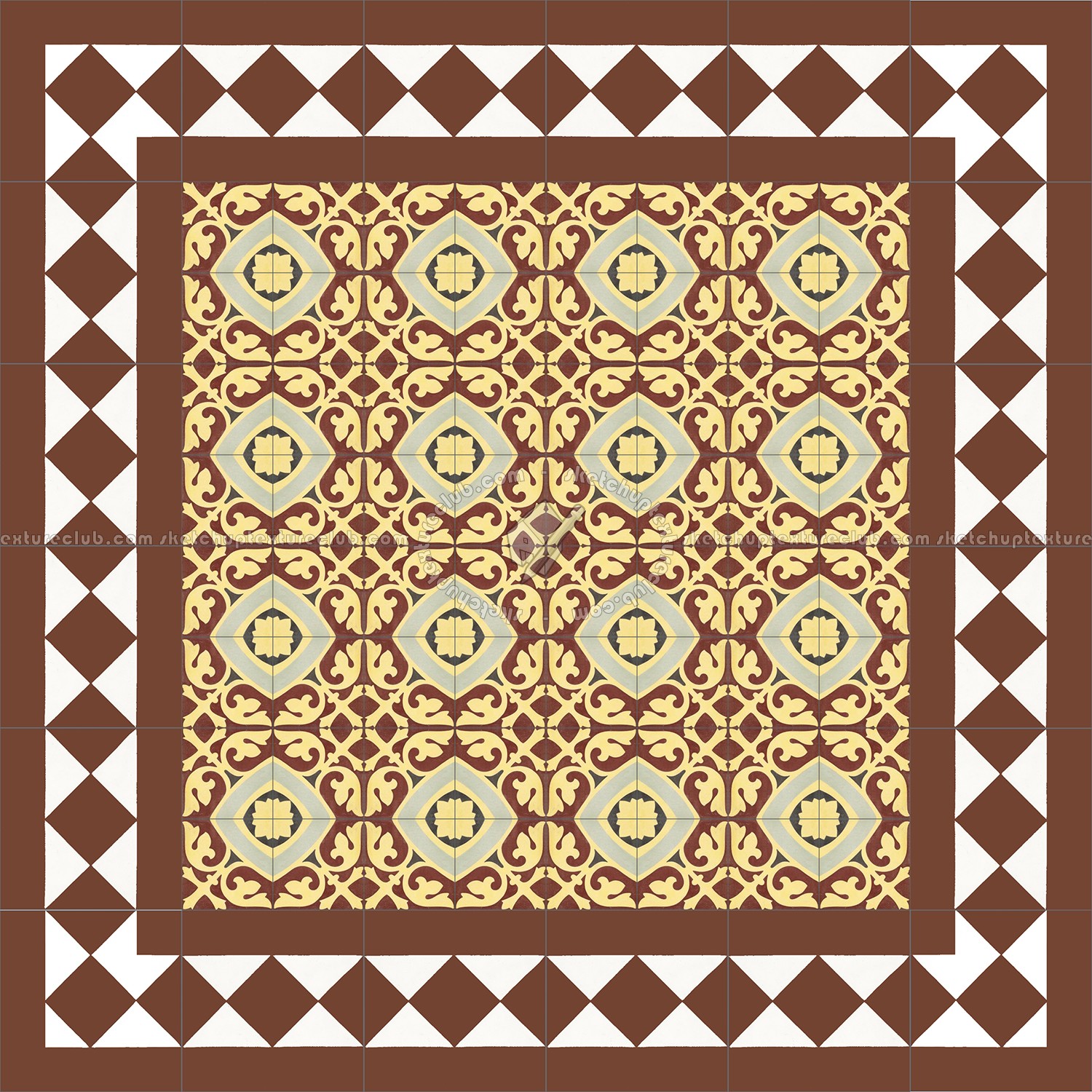 Textures - ARCHITECTURE - TILES INTERIOR - Cement - Encaustic - Encaustic - Traditional encaustic cement ornate tile texture seamless 13631 (seamless)