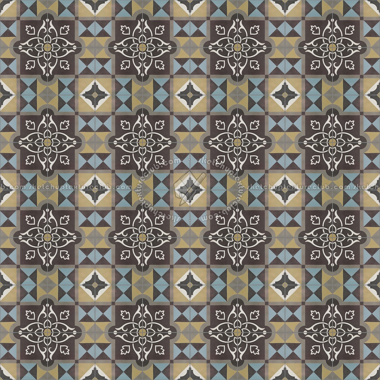 Textures   -   ARCHITECTURE   -   TILES INTERIOR   -   Cement - Encaustic   -   Victorian  - Victorian cement floor tile texture seamless 13851 (seamless)