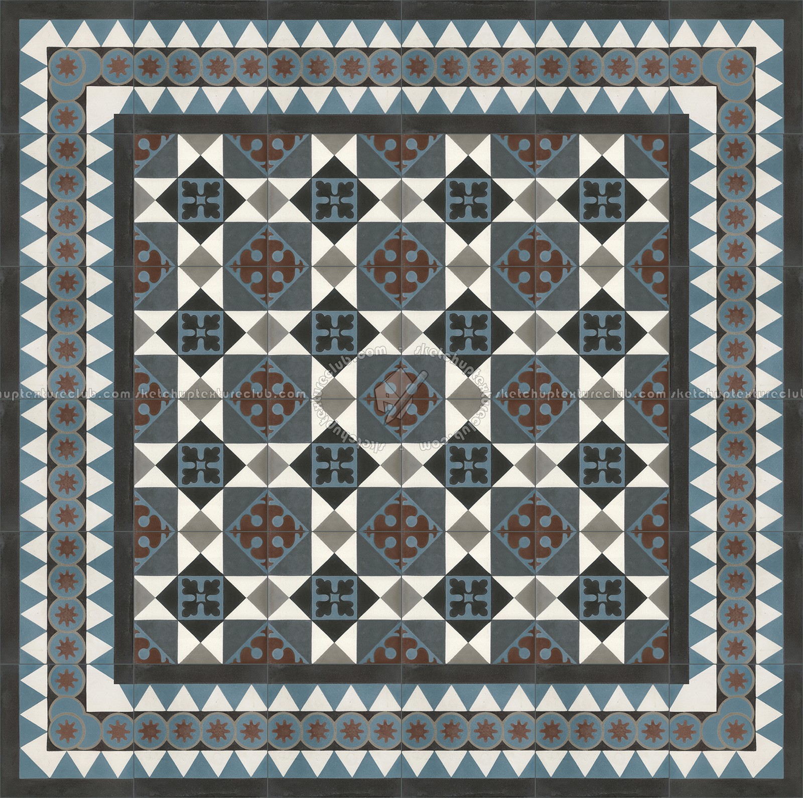 Textures   -   ARCHITECTURE   -   TILES INTERIOR   -   Cement - Encaustic   -   Victorian  - Victorian cement floor tile texture seamless 13854 (seamless)
