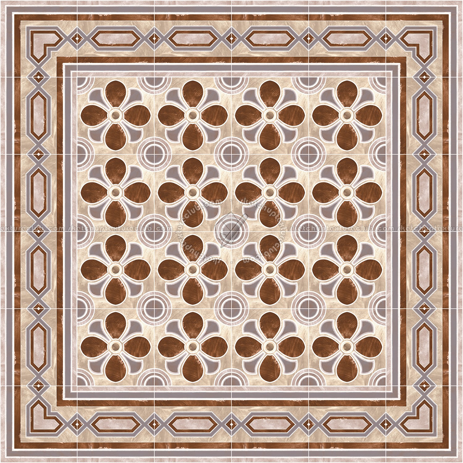 Textures - ARCHITECTURE - TILES INTERIOR - Cement - Encaustic - Encaustic - Traditional encaustic cement ornate tile texture seamless 13635 (seamless)