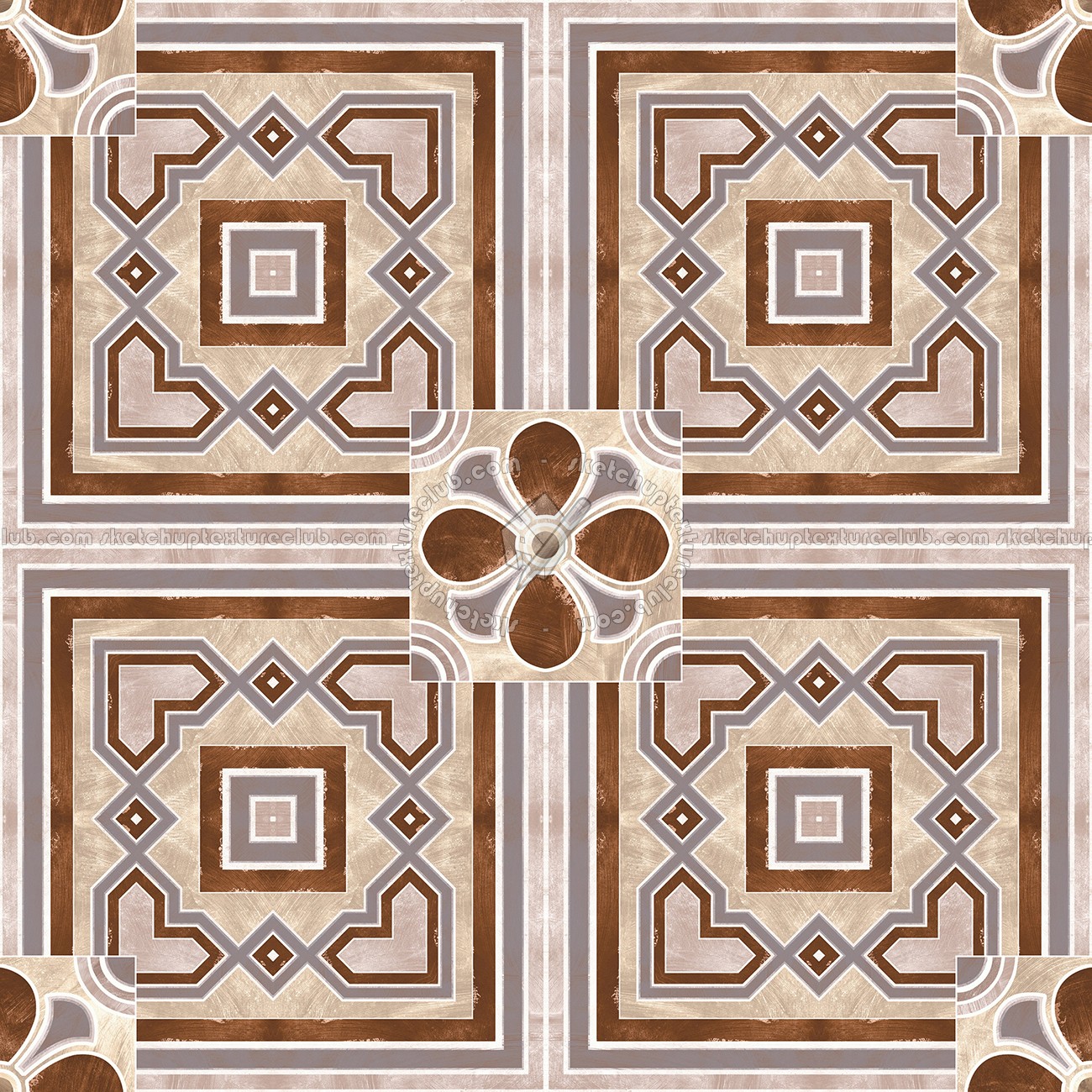 Textures - ARCHITECTURE - TILES INTERIOR - Cement - Encaustic - Encaustic - Traditional encaustic cement ornate tile texture seamless 13638 (seamless)
