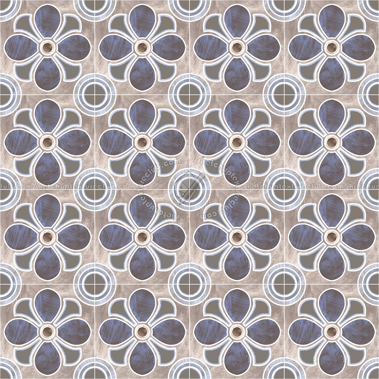 Textures - ARCHITECTURE - TILES INTERIOR - Cement - Encaustic - Encaustic - Traditional encaustic cement ornate tile texture seamless 13639 (seamless)