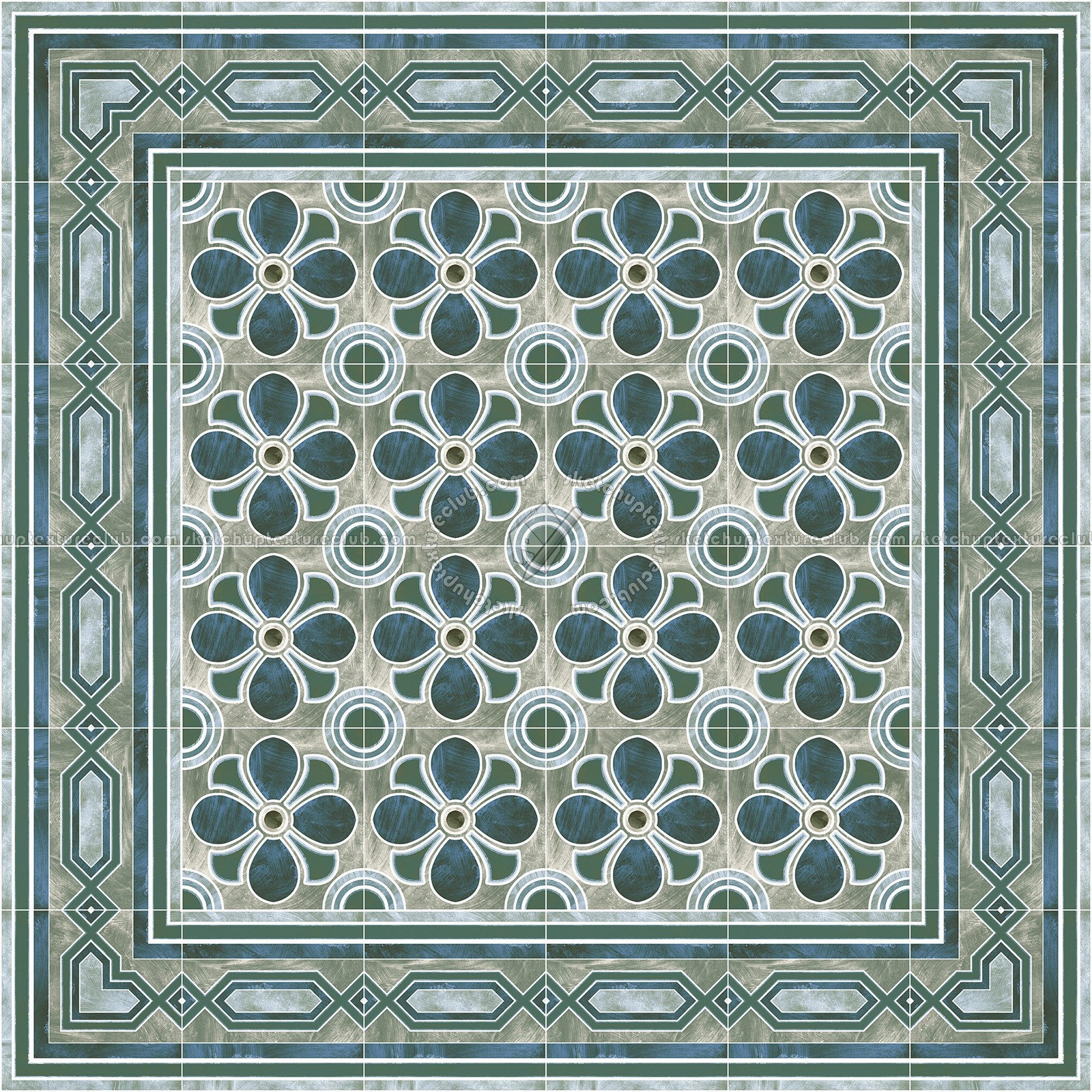 Textures - ARCHITECTURE - TILES INTERIOR - Cement - Encaustic - Encaustic - Traditional encaustic cement ornate tile texture seamless 13645 (seamless)