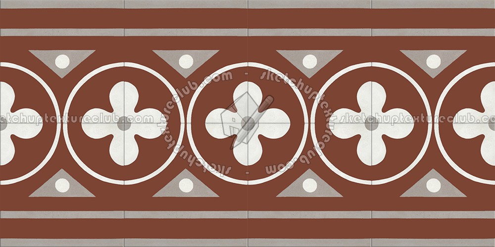 Textures - ARCHITECTURE - TILES INTERIOR - Cement - Encaustic - Victorian - Border tiles victorian cement floor texture seamless 13869 (seamless)