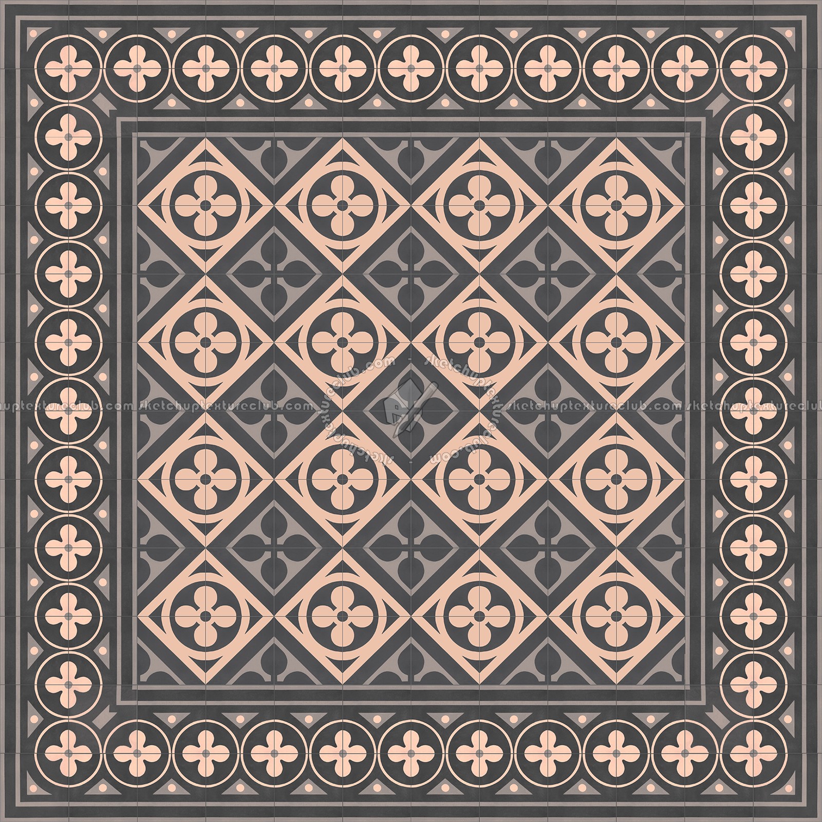 Textures   -   ARCHITECTURE   -   TILES INTERIOR   -   Cement - Encaustic   -   Victorian  - Victorian cement floor tile texture seamless 13871 (seamless)