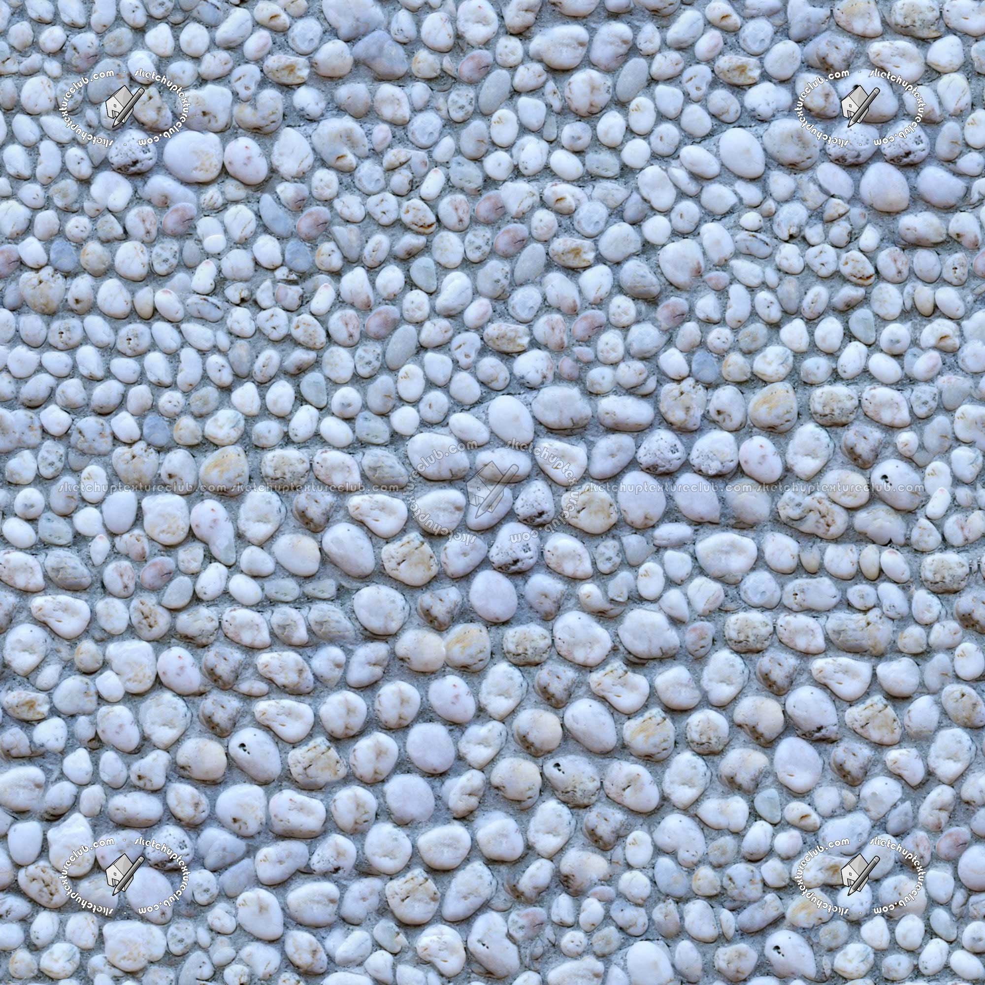 Textures - ARCHITECTURE - STONES WALLS - Stone walls - Wall of white river stones texture seamless 20831 (seamless)