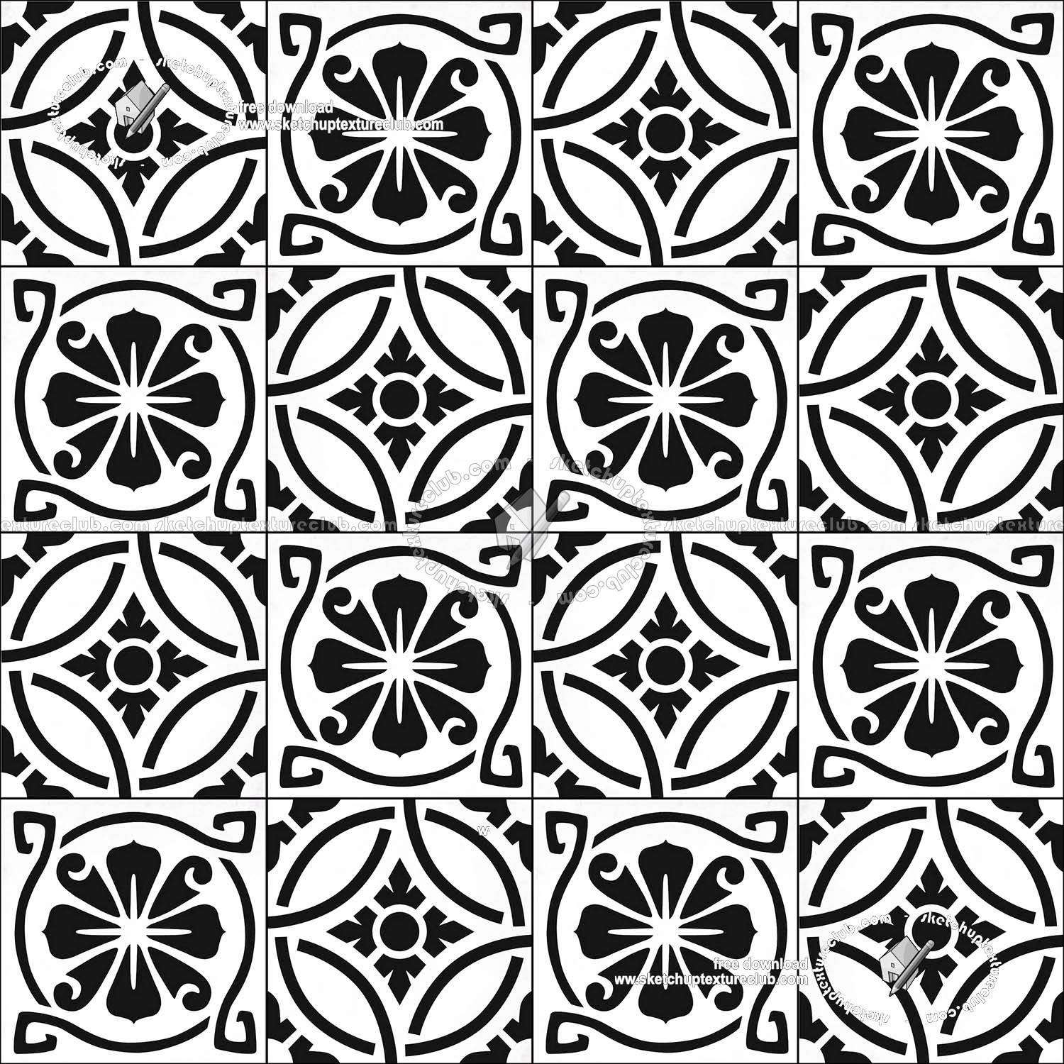 Textures   -   ARCHITECTURE   -   TILES INTERIOR   -   Cement - Encaustic   -   Victorian  - Victorian cement floor tile texture seamless 19290 (seamless)