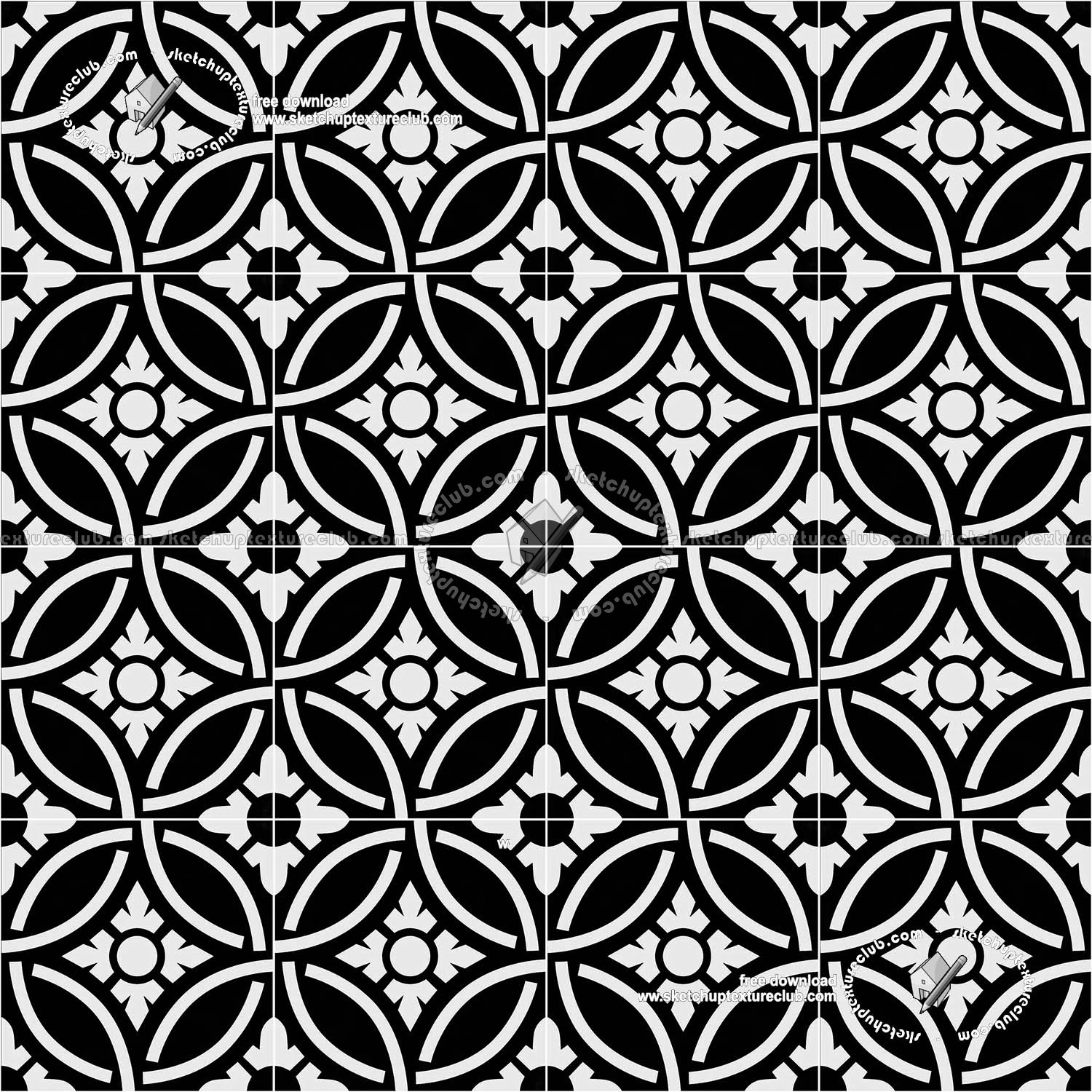 Textures - ARCHITECTURE - TILES INTERIOR - Cement - Encaustic - Victorian - Victorian cement floor tile texture seamless 19293 (seamless)