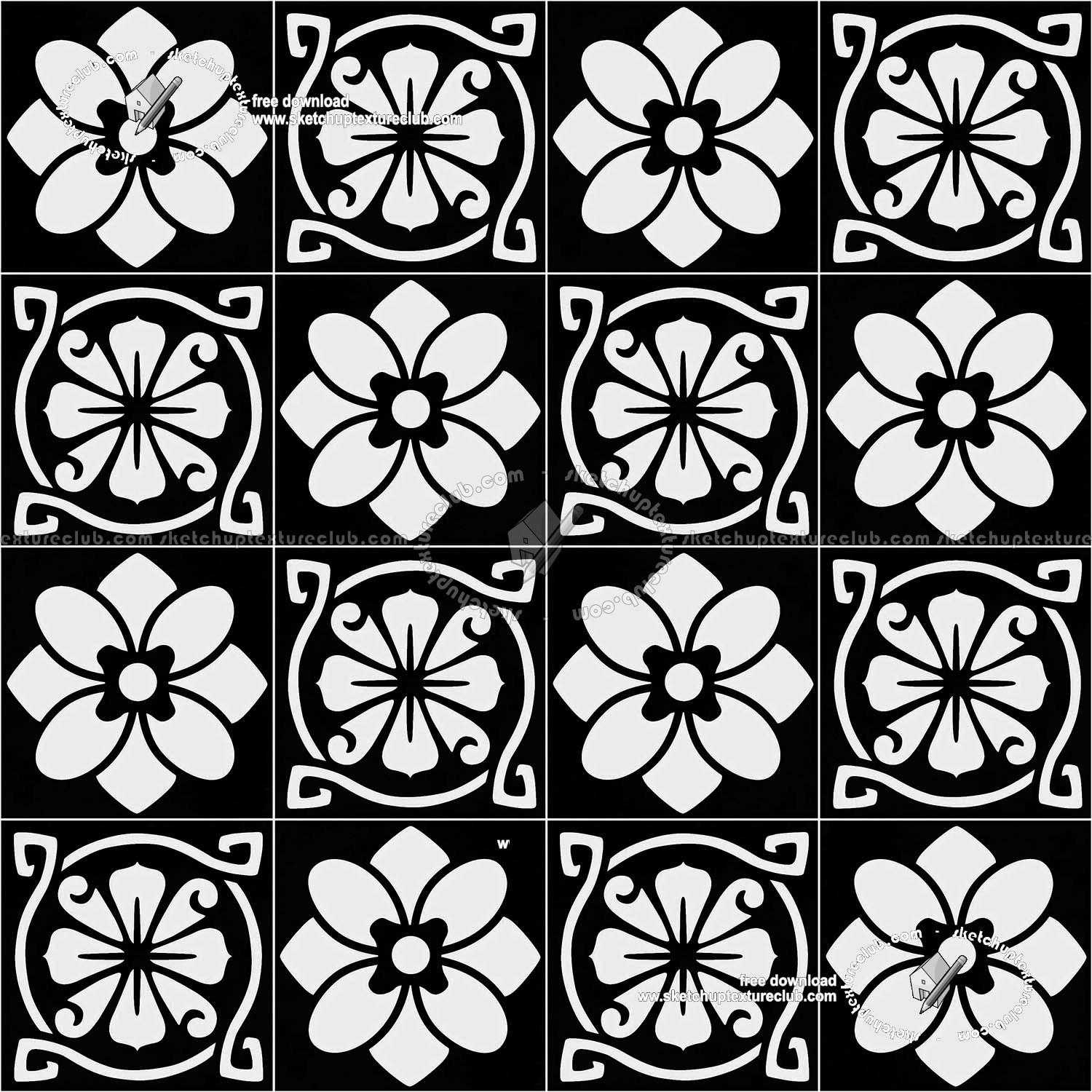 Textures   -   ARCHITECTURE   -   TILES INTERIOR   -   Cement - Encaustic   -   Victorian  - Victorian cement floor tile texture seamless 19297 (seamless)