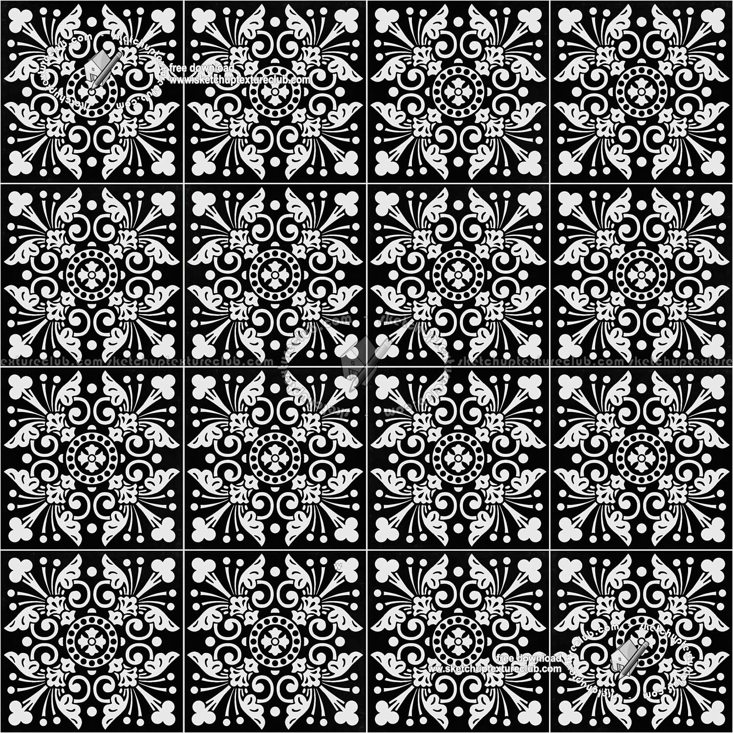 Textures   -   ARCHITECTURE   -   TILES INTERIOR   -   Cement - Encaustic   -   Victorian  - Victorian cement floor tile texture seamless 19305 (seamless)