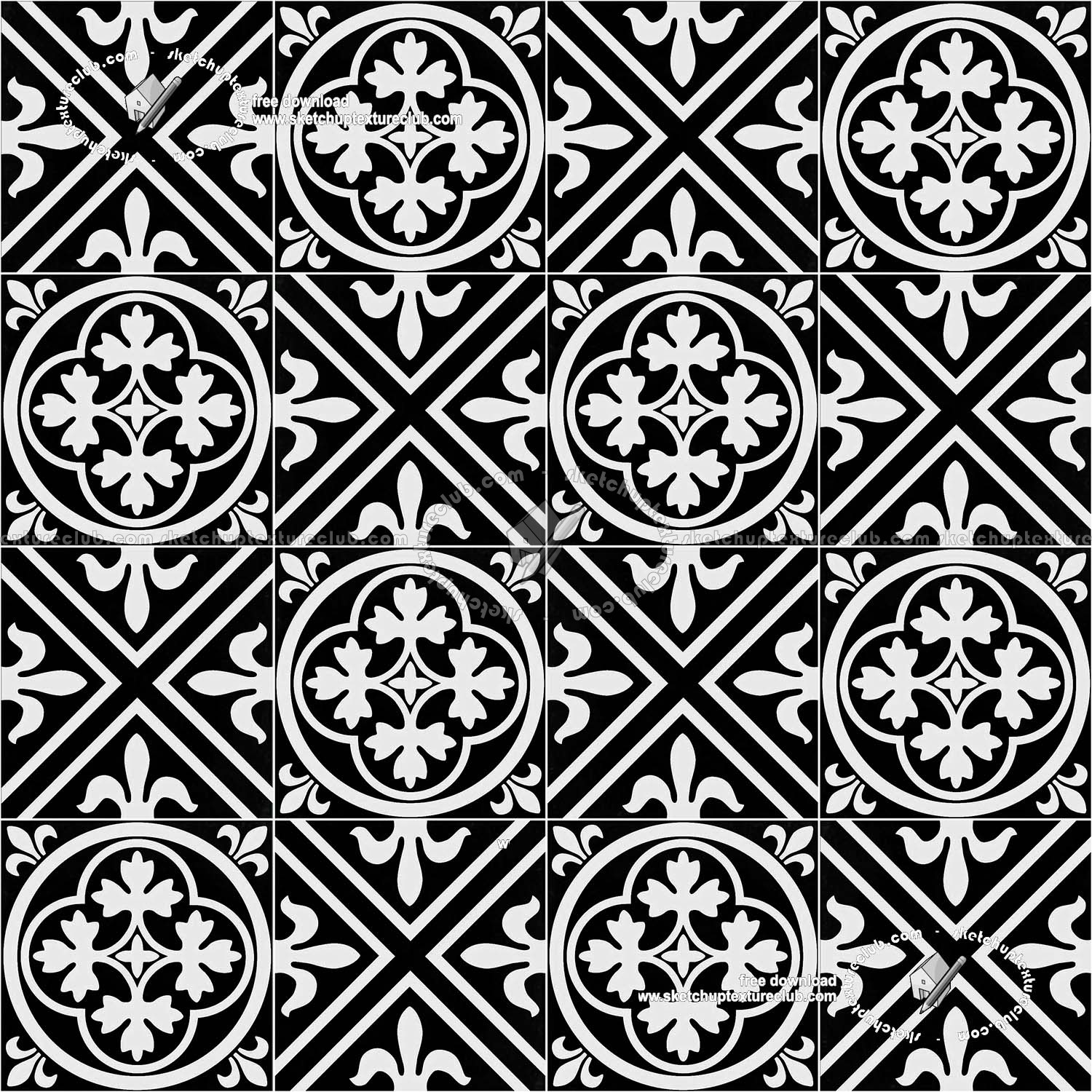 Textures   -   ARCHITECTURE   -   TILES INTERIOR   -   Cement - Encaustic   -   Victorian  - Victorian cement floor tile texture seamless 19306 (seamless)