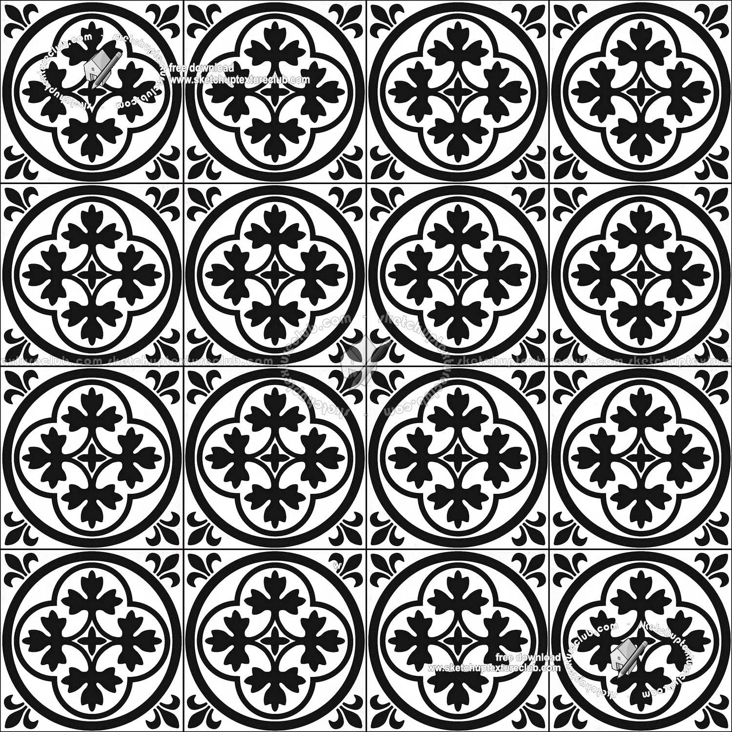 Textures - ARCHITECTURE - TILES INTERIOR - Cement - Encaustic - Victorian - Victorian cement floor tile texture seamless 19312 (seamless)