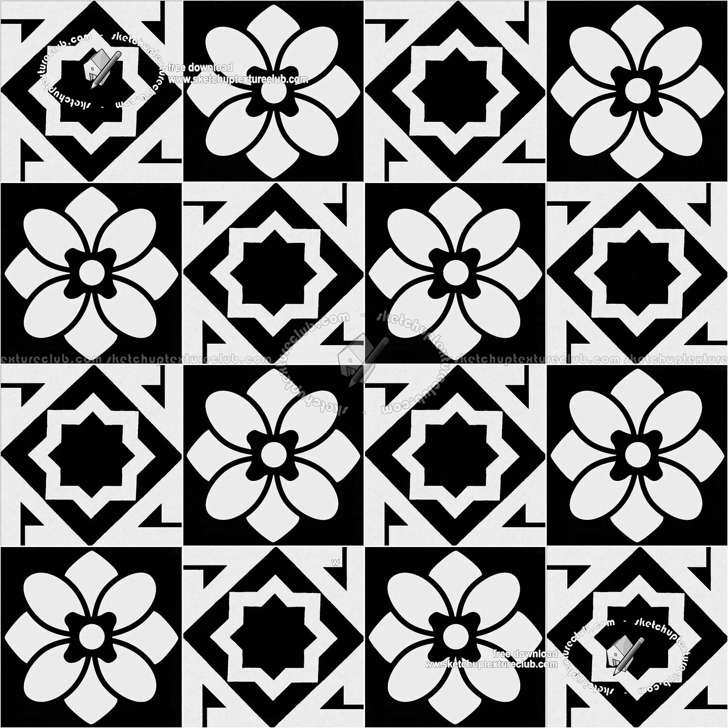 Textures - ARCHITECTURE - TILES INTERIOR - Cement - Encaustic - Victorian - Victorian cement floor tile texture seamless 19319 (seamless)