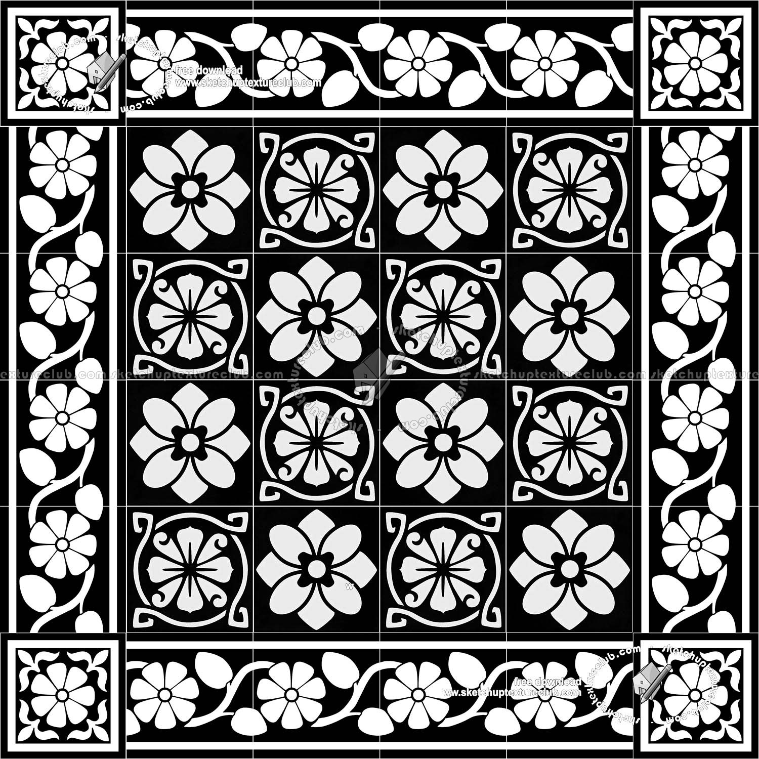 Textures   -   ARCHITECTURE   -   TILES INTERIOR   -   Cement - Encaustic   -   Victorian  - Victorian cement floor tile texture seamless 19323 (seamless)