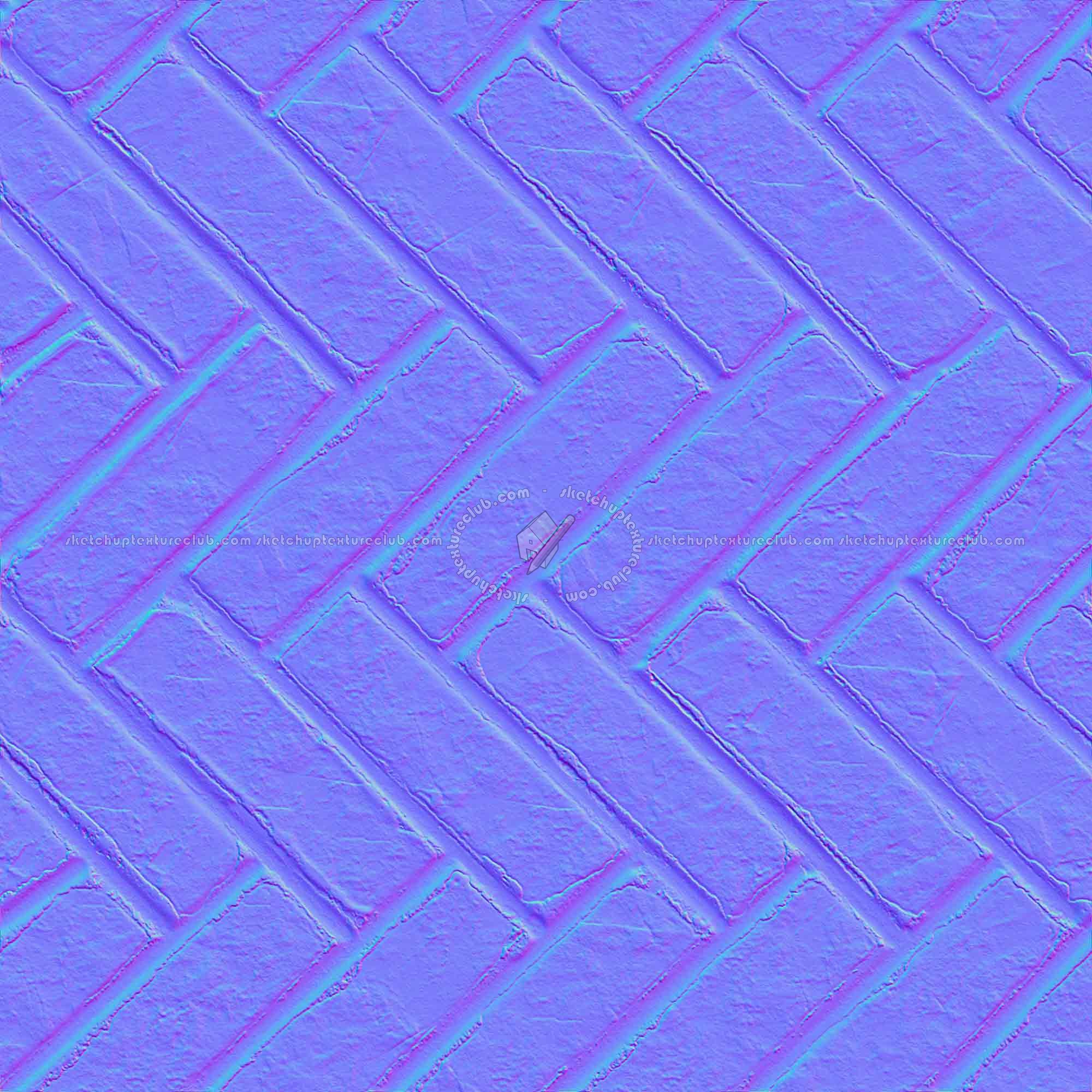 Textures   -   ARCHITECTURE   -   PAVING OUTDOOR   -   Concrete   -   Herringbone  - Concrete paving herringbone outdoor texture seamless 05793 - Normal