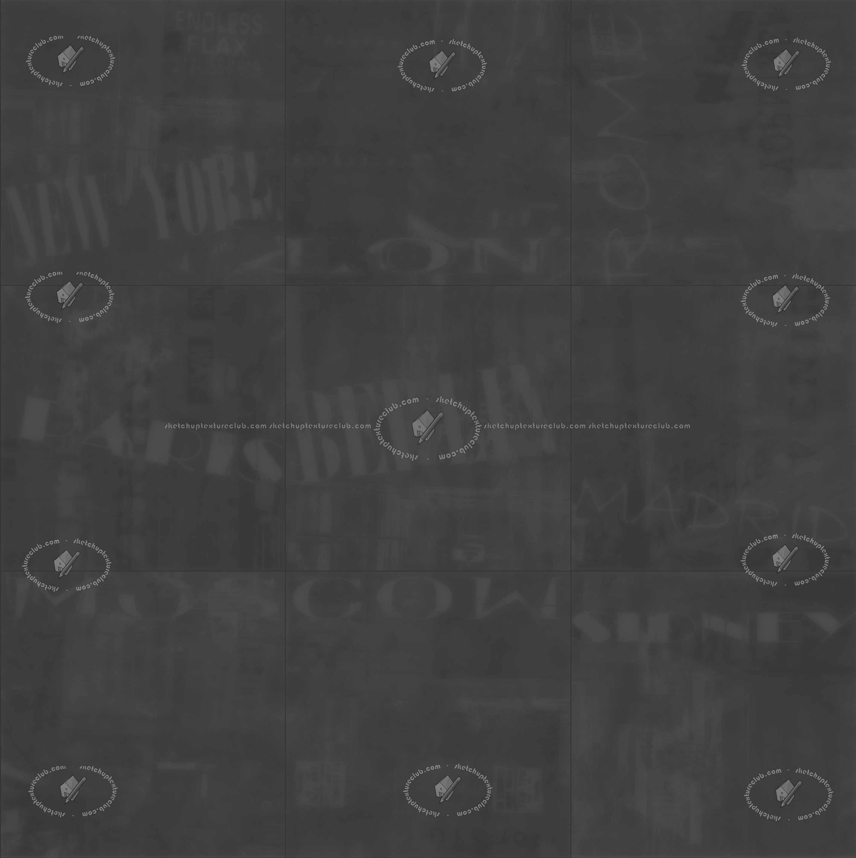 Textures - ARCHITECTURE - TILES INTERIOR - Design Industry - Graffiti urban style square tile texture seamless 14040 - Displacement