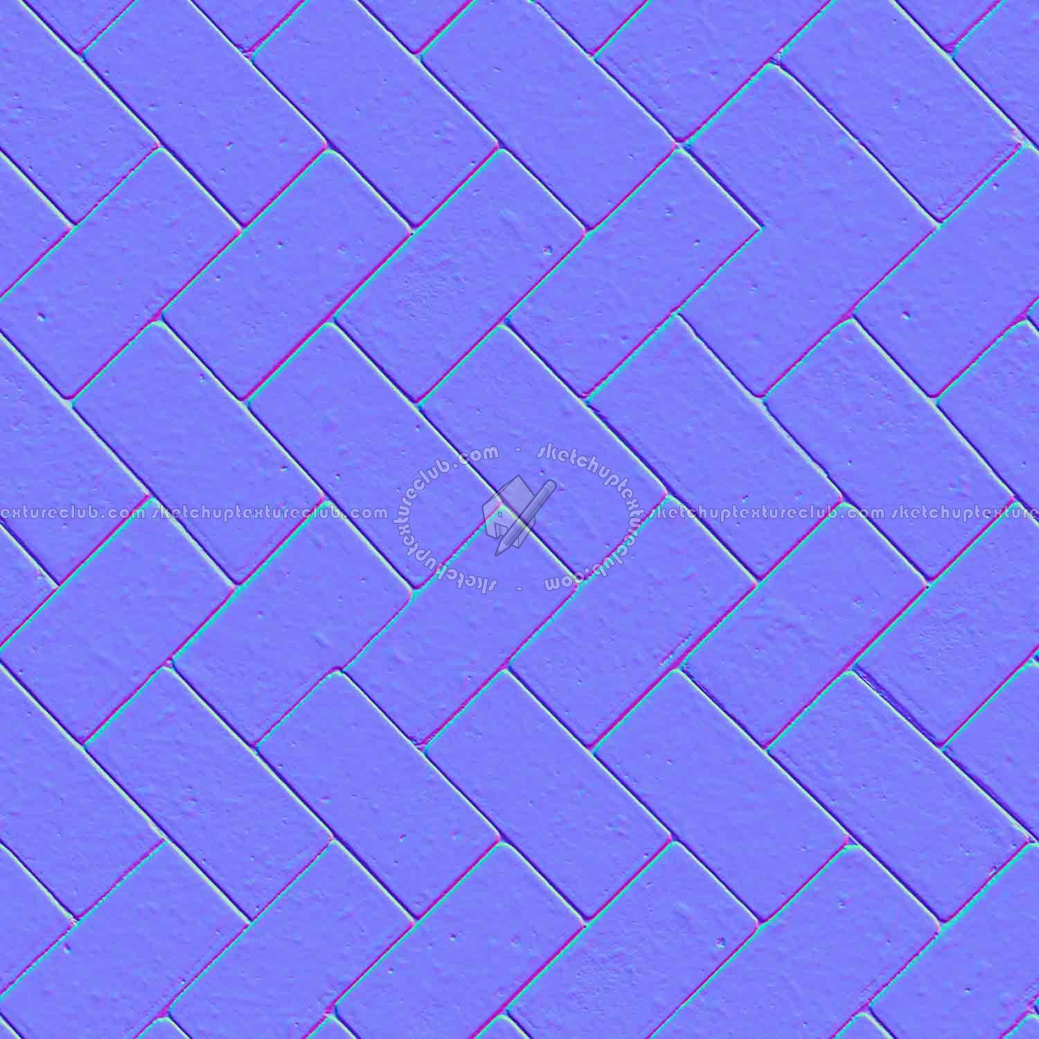 Textures   -   ARCHITECTURE   -   PAVING OUTDOOR   -   Pavers stone   -   Herringbone  - Stone paving outdoor herringbone texture seamless 06508 - Normal