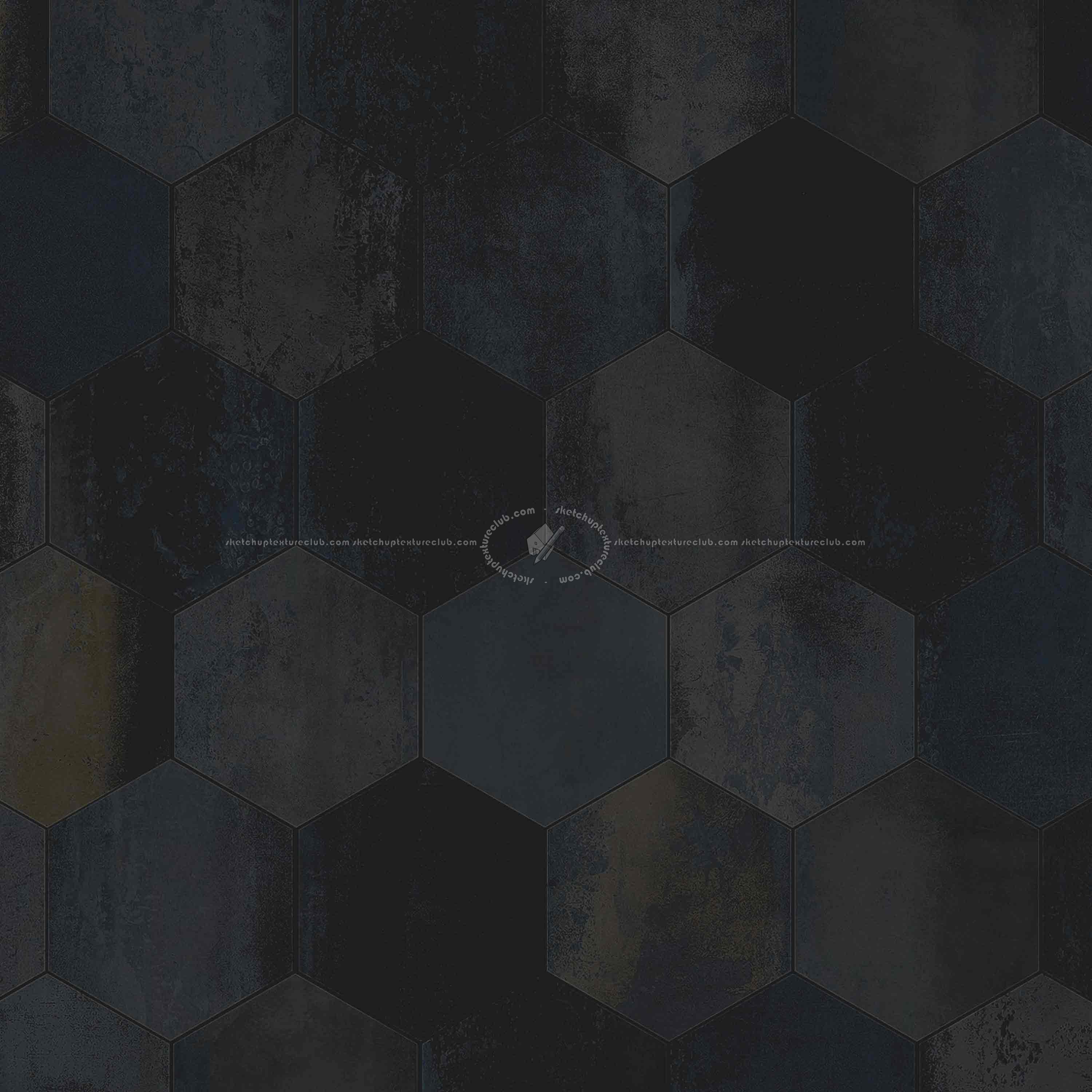 Textures - ARCHITECTURE - TILES INTERIOR - Design Industry - Hexagonal tiles metal effect pbr texture seamless 22335 - Specular