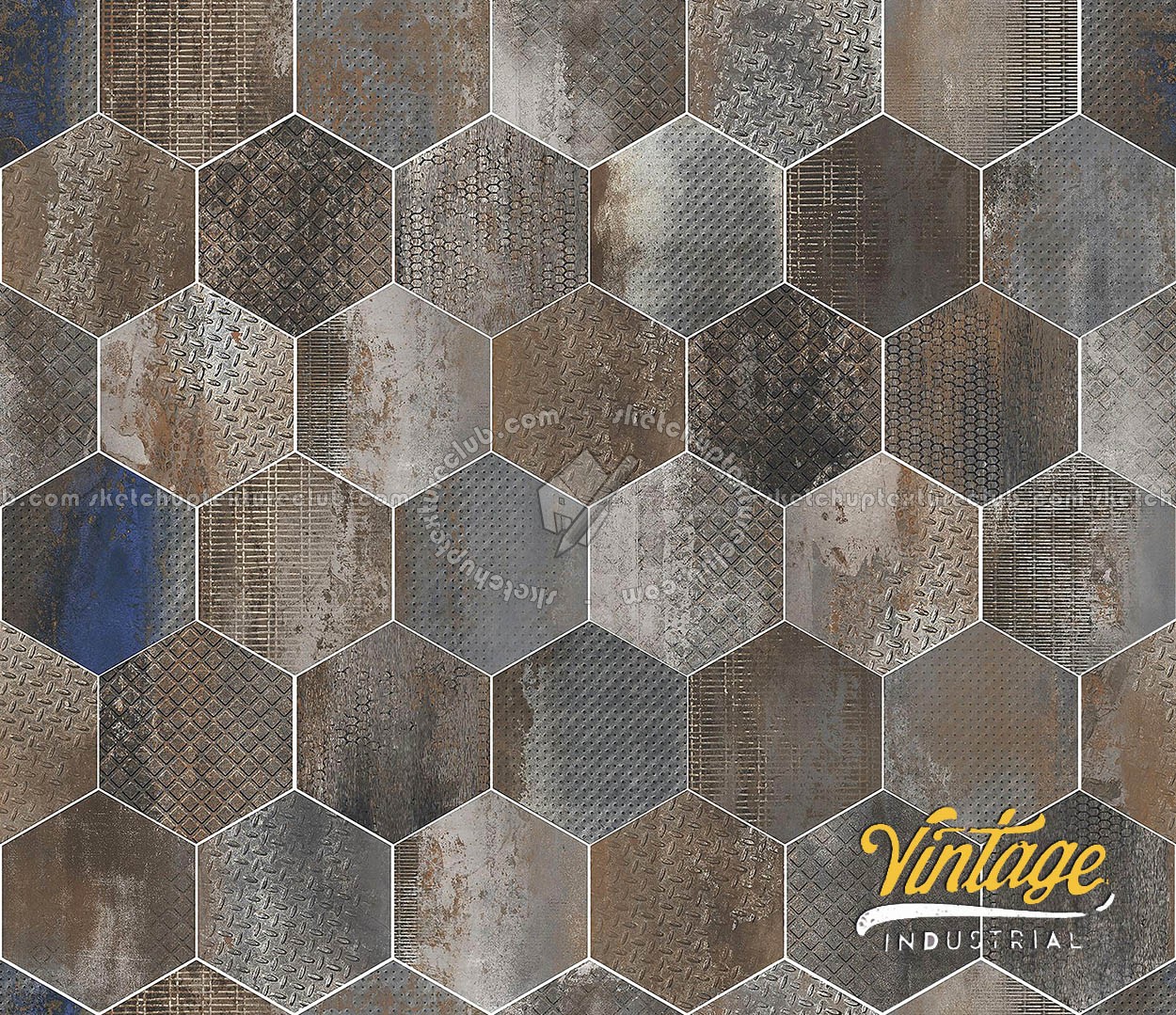 Textures - ARCHITECTURE - TILES INTERIOR - Design Industry - Hexagonal tiles metal effect pbr texture seamless 22336 (seamless)