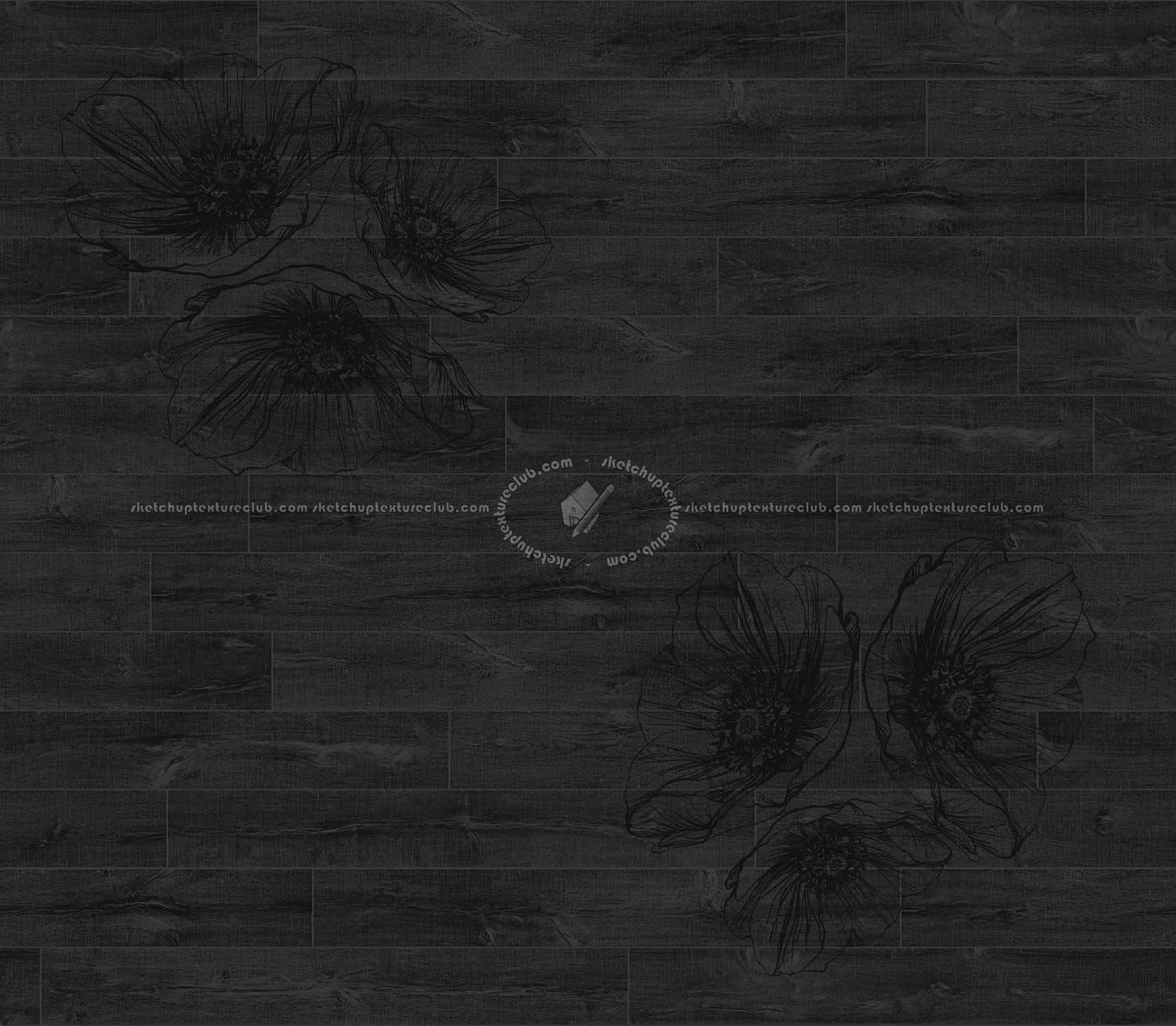 Textures   -   ARCHITECTURE   -   WOOD FLOORS   -   Decorated  - Poppies decorated parquet texture seamless 20579 - Specular