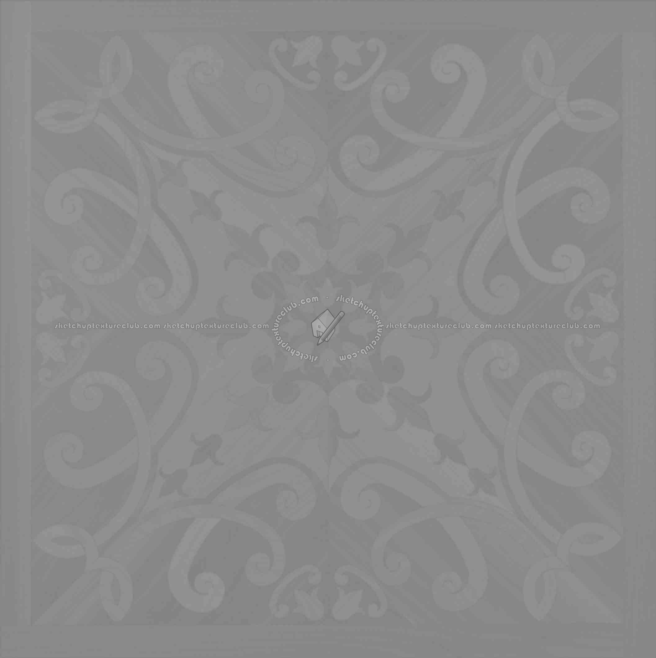 Textures   -   ARCHITECTURE   -   WOOD FLOORS   -   Decorated  - decorated floral parquet texture seamless 21424 - Displacement