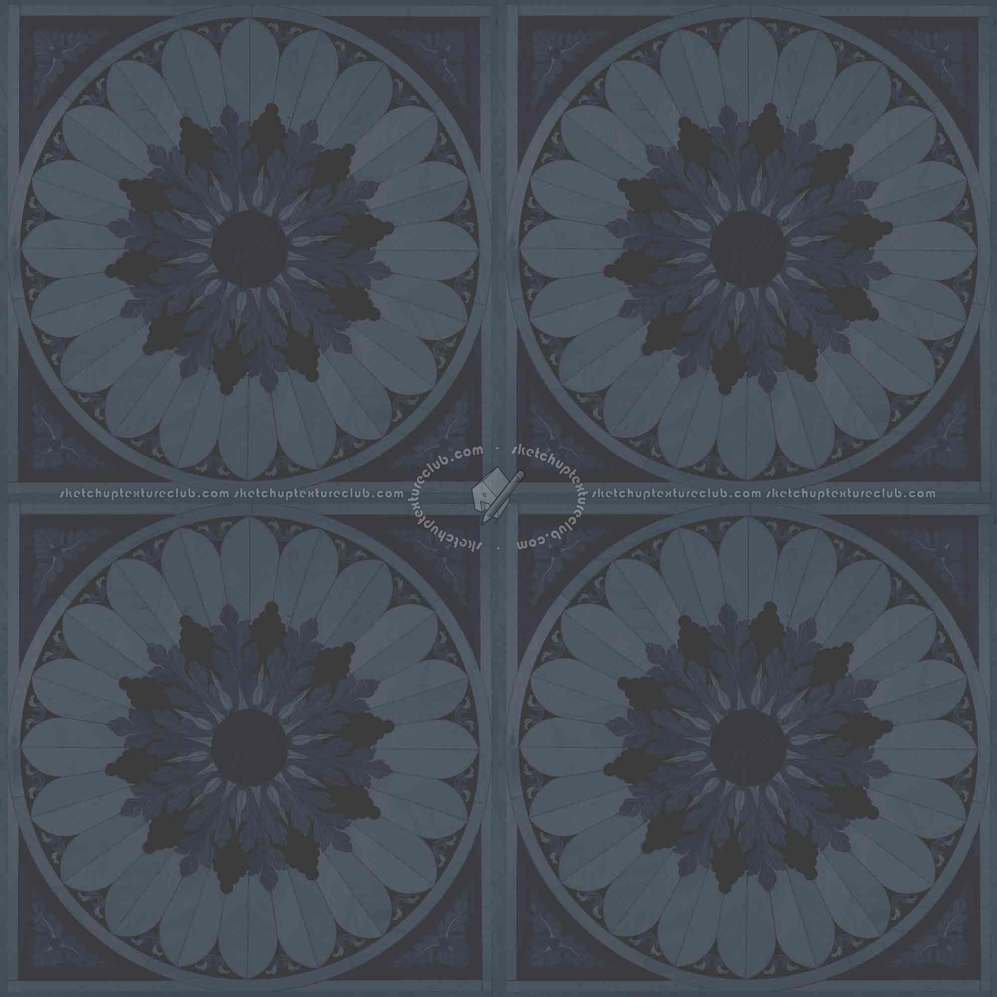 Textures   -   ARCHITECTURE   -   WOOD FLOORS   -   Decorated  - decorated floral parquet texture seamless 21426 - Specular