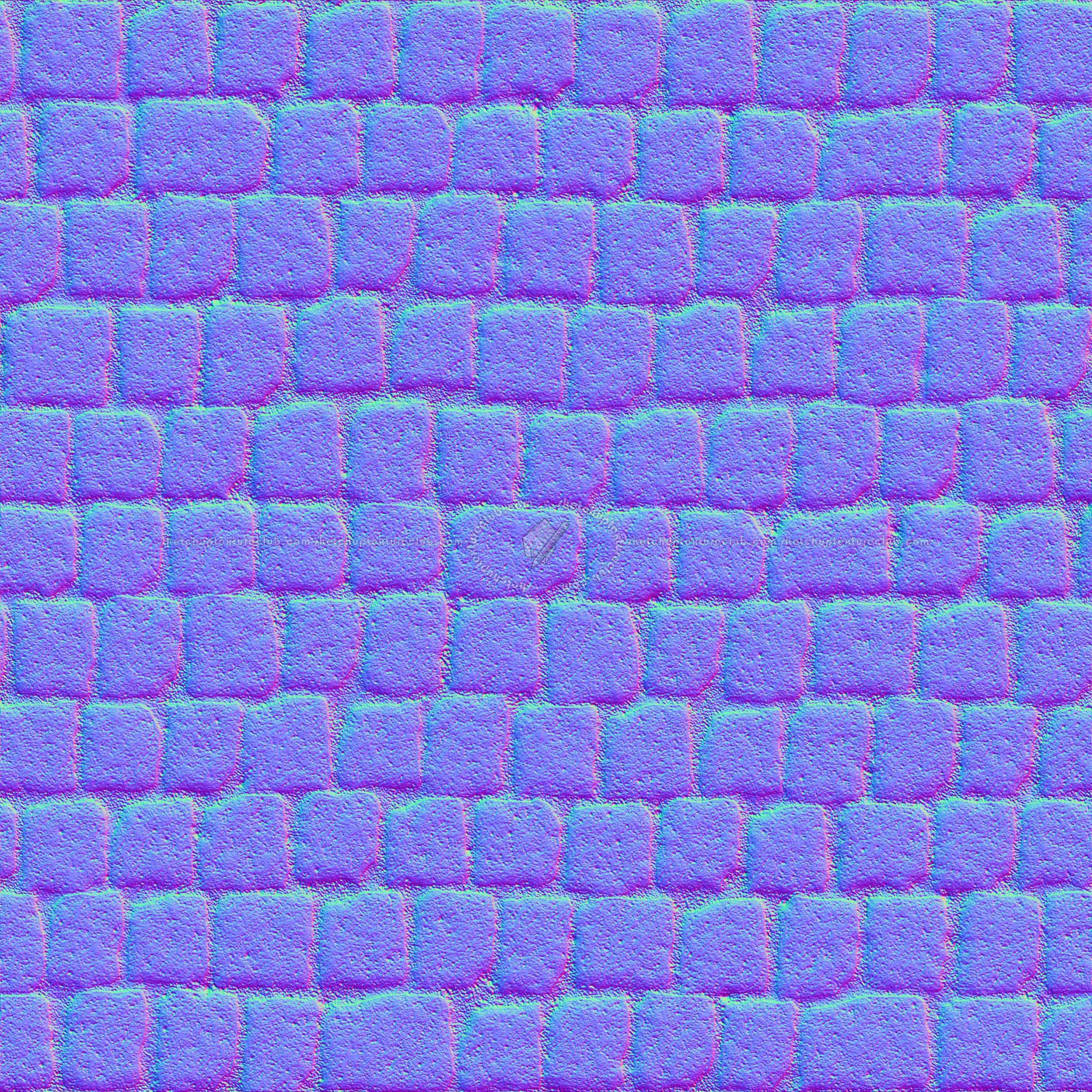 Textures   -   ARCHITECTURE   -   ROADS   -   Paving streets   -   Cobblestone  - Street porfido paving cobblestone texture seamless 07438 - Normal