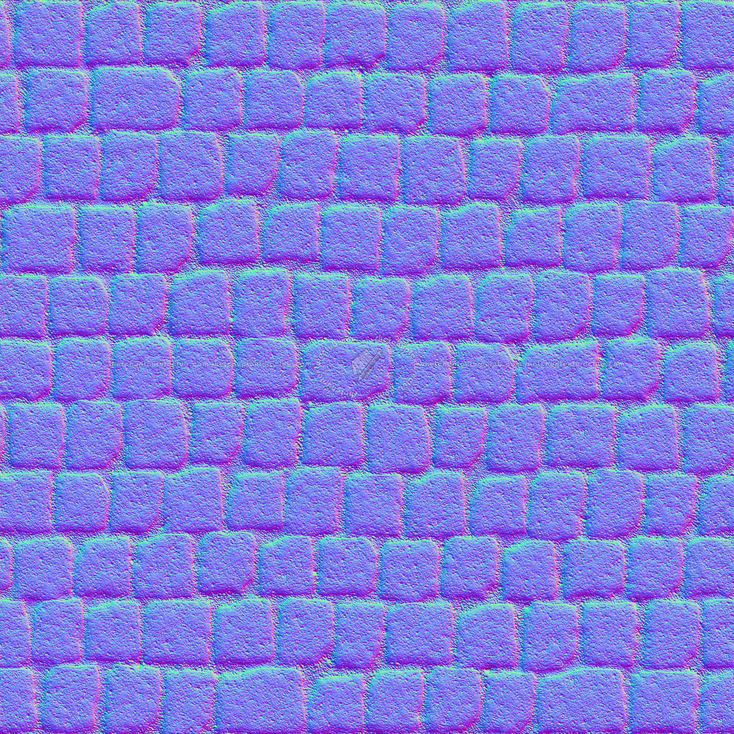Textures   -   ARCHITECTURE   -   ROADS   -   Paving streets   -   Cobblestone  - Street porfido paving cobblestone texture seamless 07440 - Normal