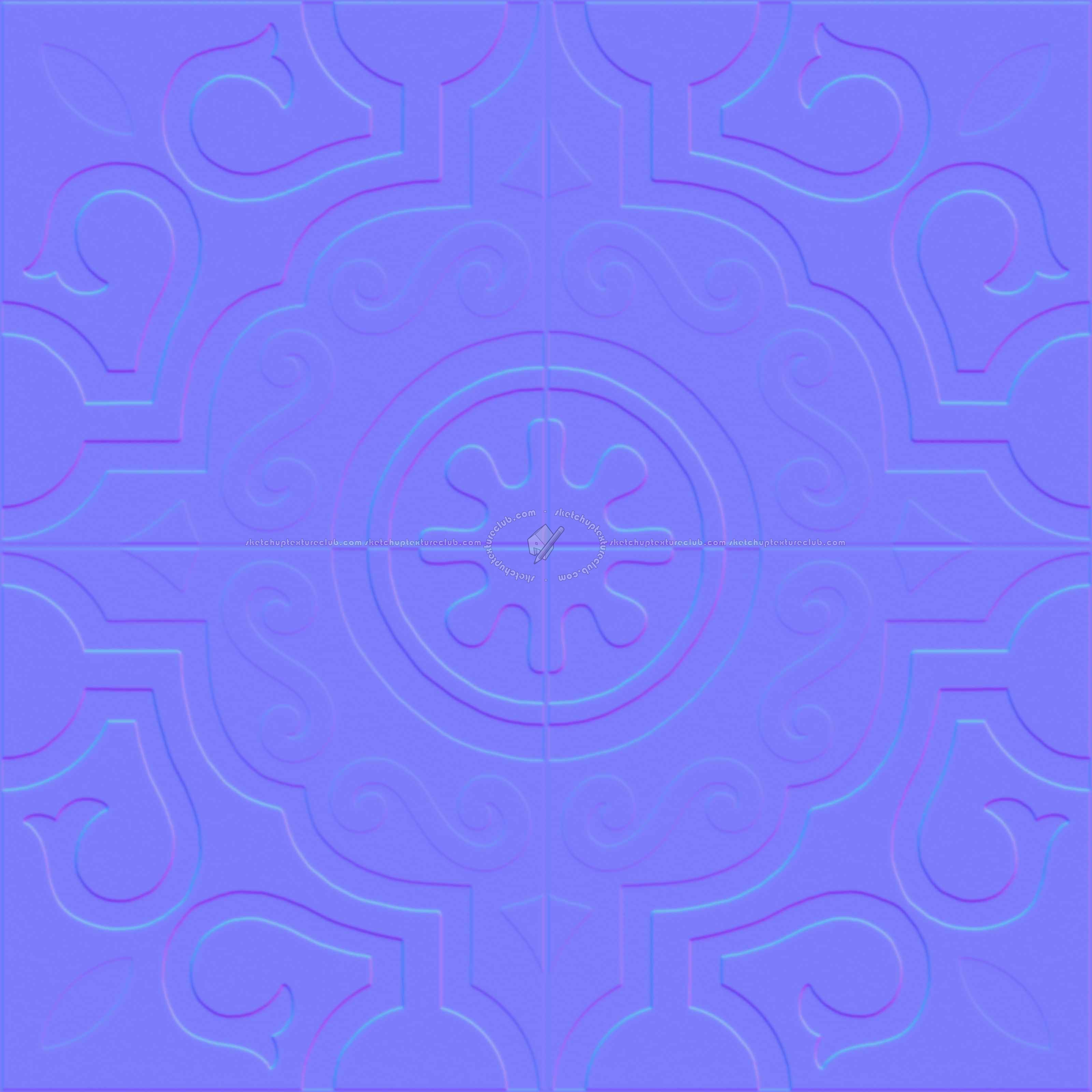 Textures - ARCHITECTURE - TILES INTERIOR - Cement - Encaustic - Cement - cementine tiles Pbr texture seamless 22107 - Normal