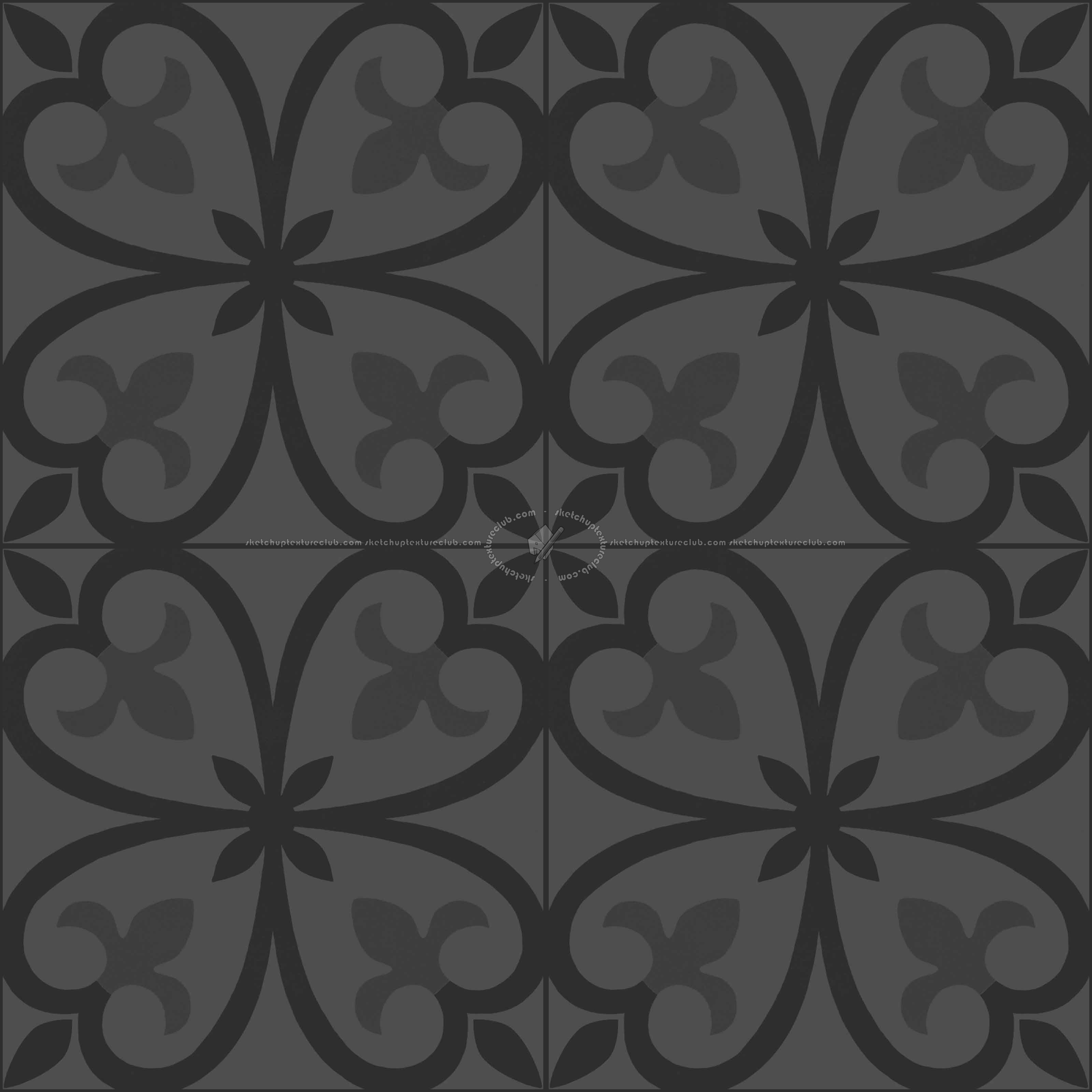 Textures - ARCHITECTURE - TILES INTERIOR - Cement - Encaustic - Cement - cementine tiles Pbr texture seamless 22111 - Specular