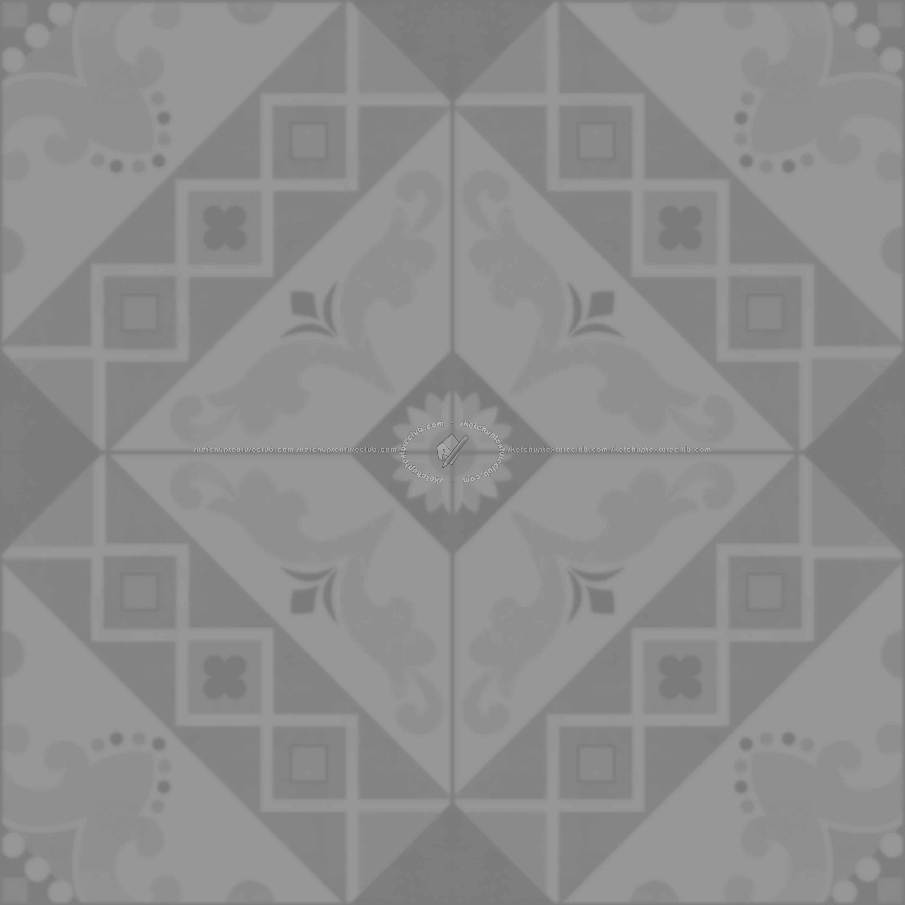 Textures - ARCHITECTURE - TILES INTERIOR - Cement - Encaustic - Cement - cementine tiles Pbr texture seamless 22113 - Displacement