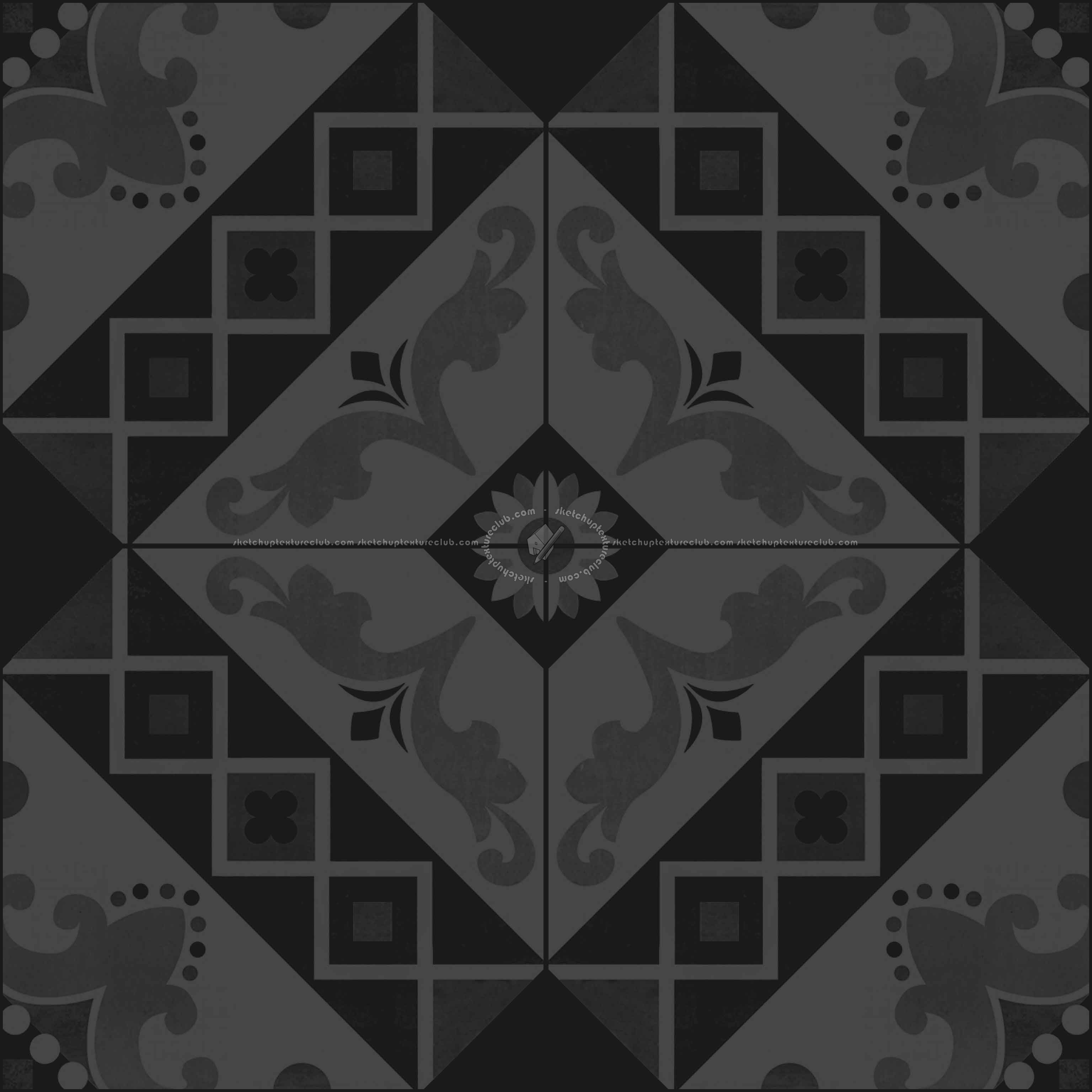 Textures - ARCHITECTURE - TILES INTERIOR - Cement - Encaustic - Cement - cementine tiles Pbr texture seamless 22113 - Specular